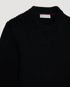 Veronica De Piante Black Ivy Sweater packshot, premium ribbed merino wool knit, semi-fitted crew neck
