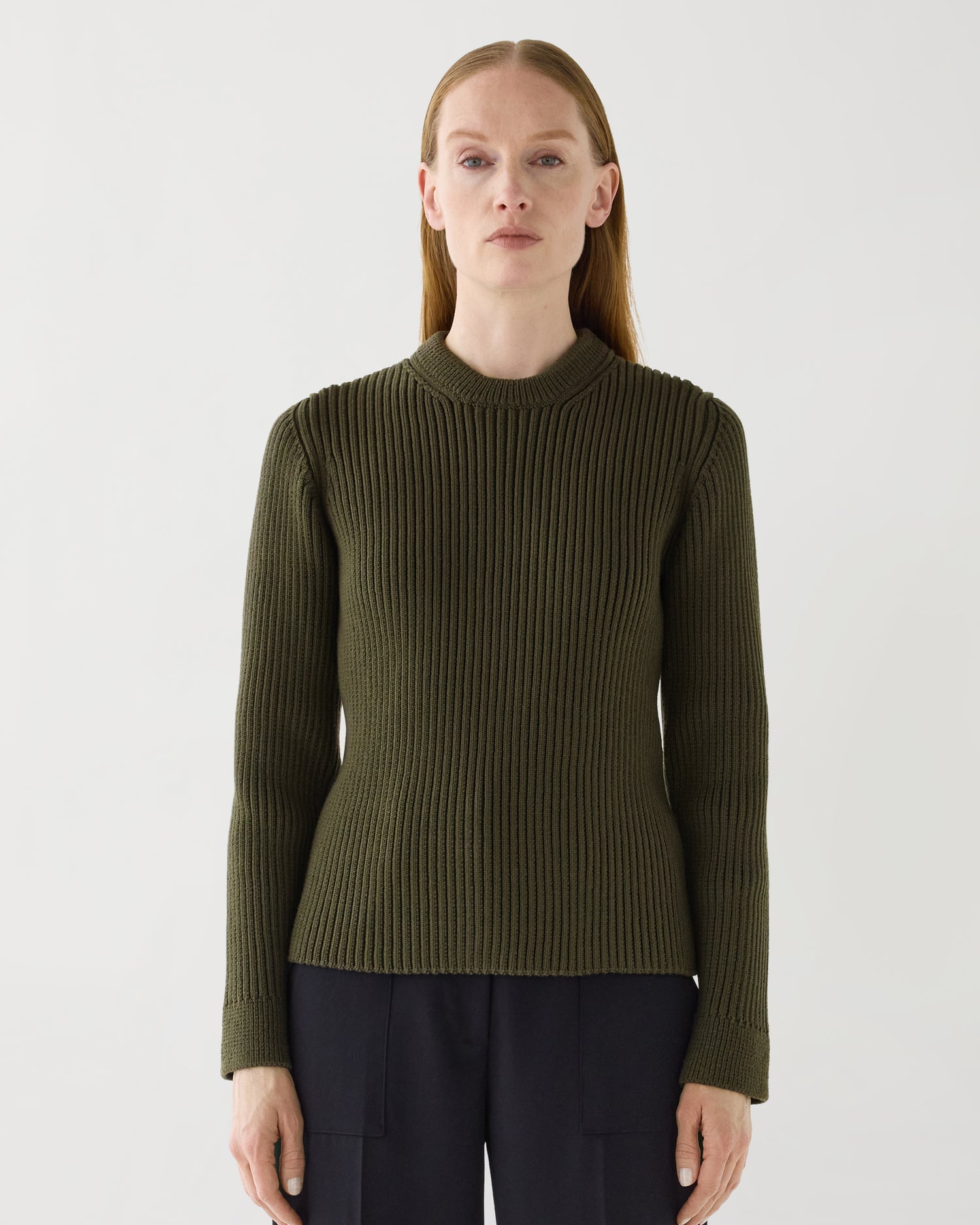 Ivy Sweater in Merino Wool, Olive