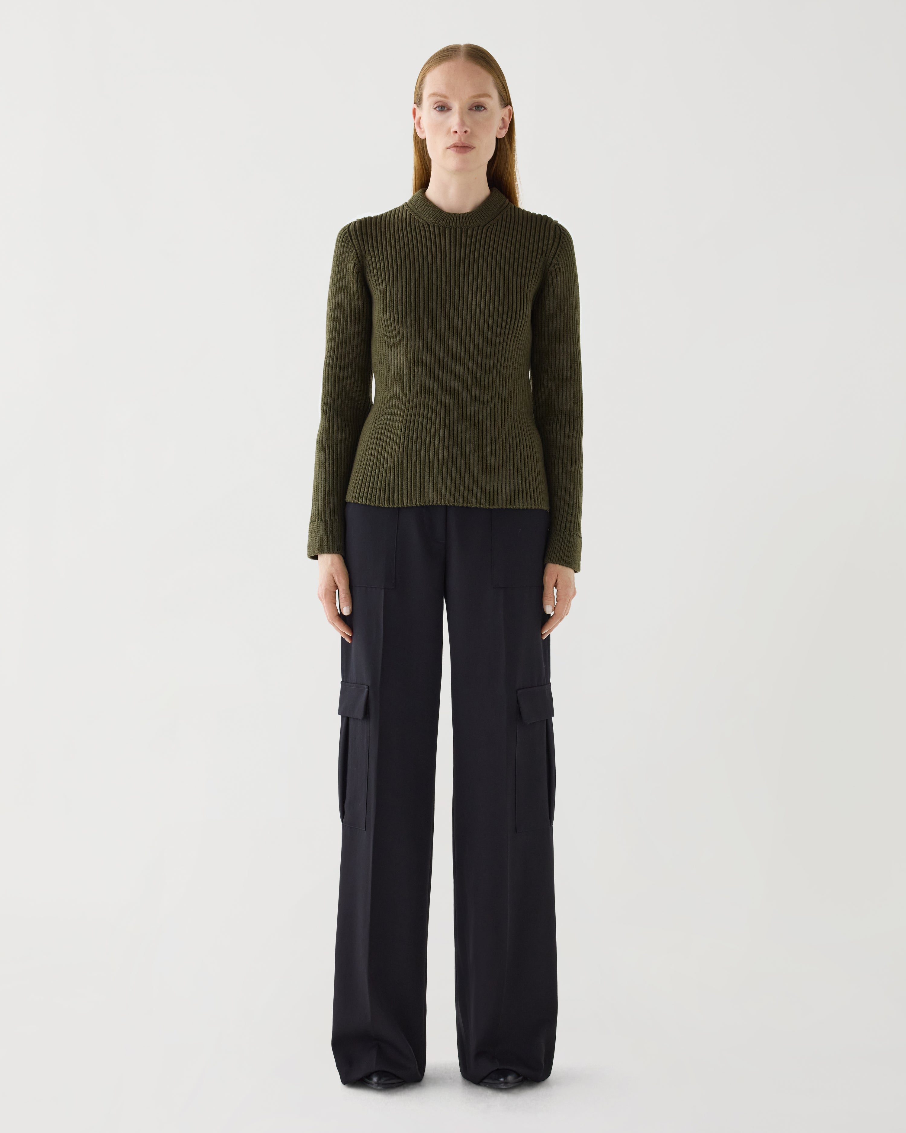 Ivy Sweater in Merino Wool, Olive