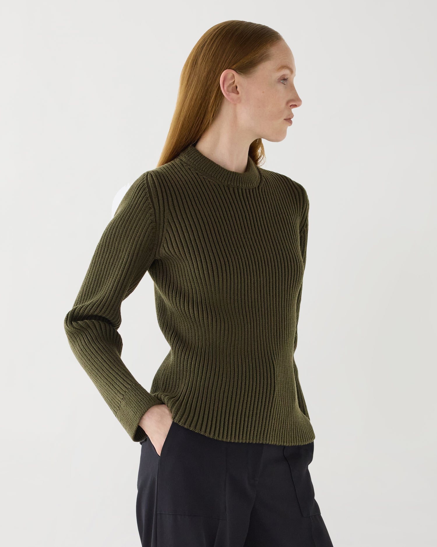 Ivy Sweater in Merino Wool, Olive