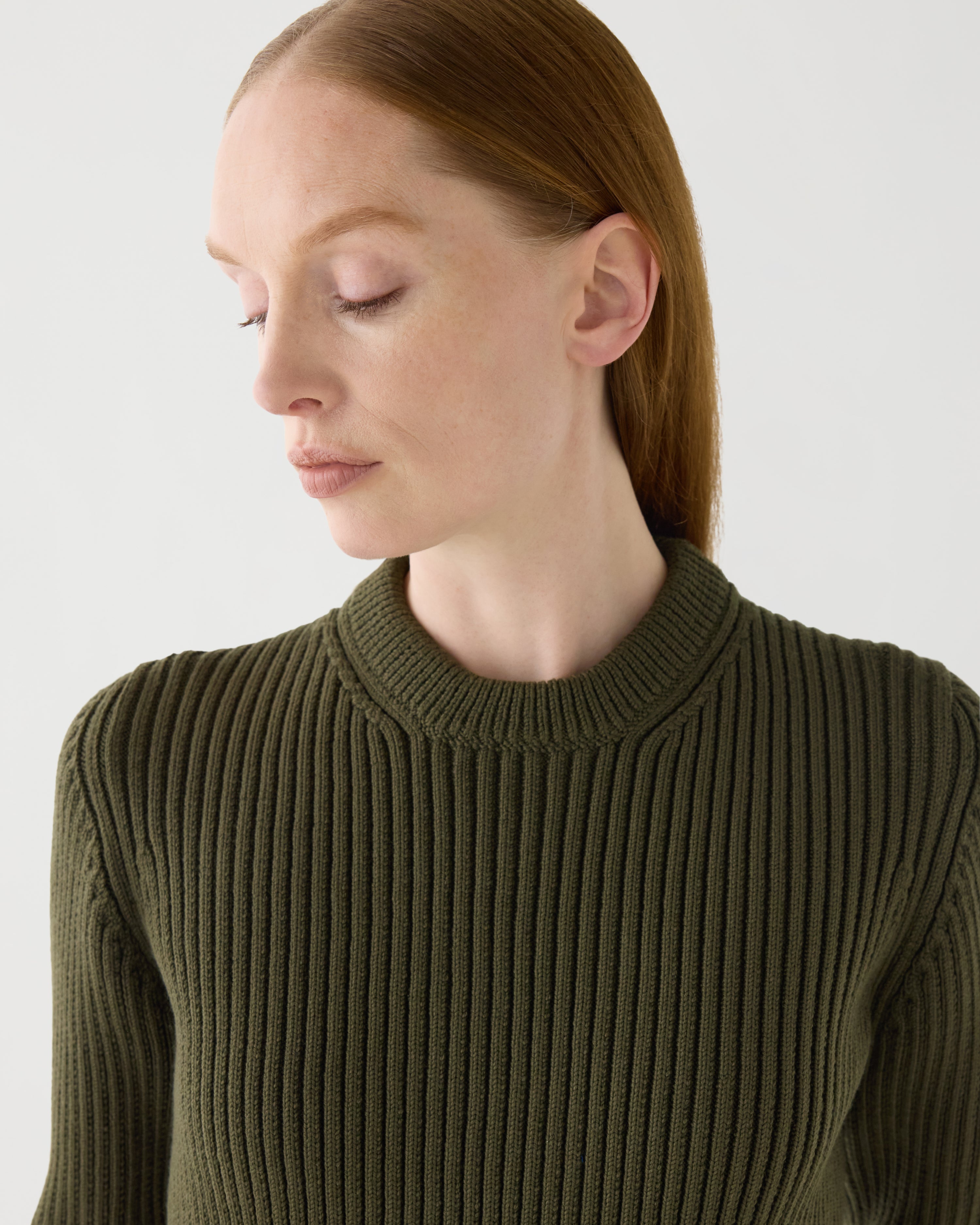 Ivy Sweater in Merino Wool, Olive
