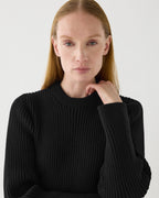 Black Ivy merino wool semi-fitted women's sweater with ribbed knit texture