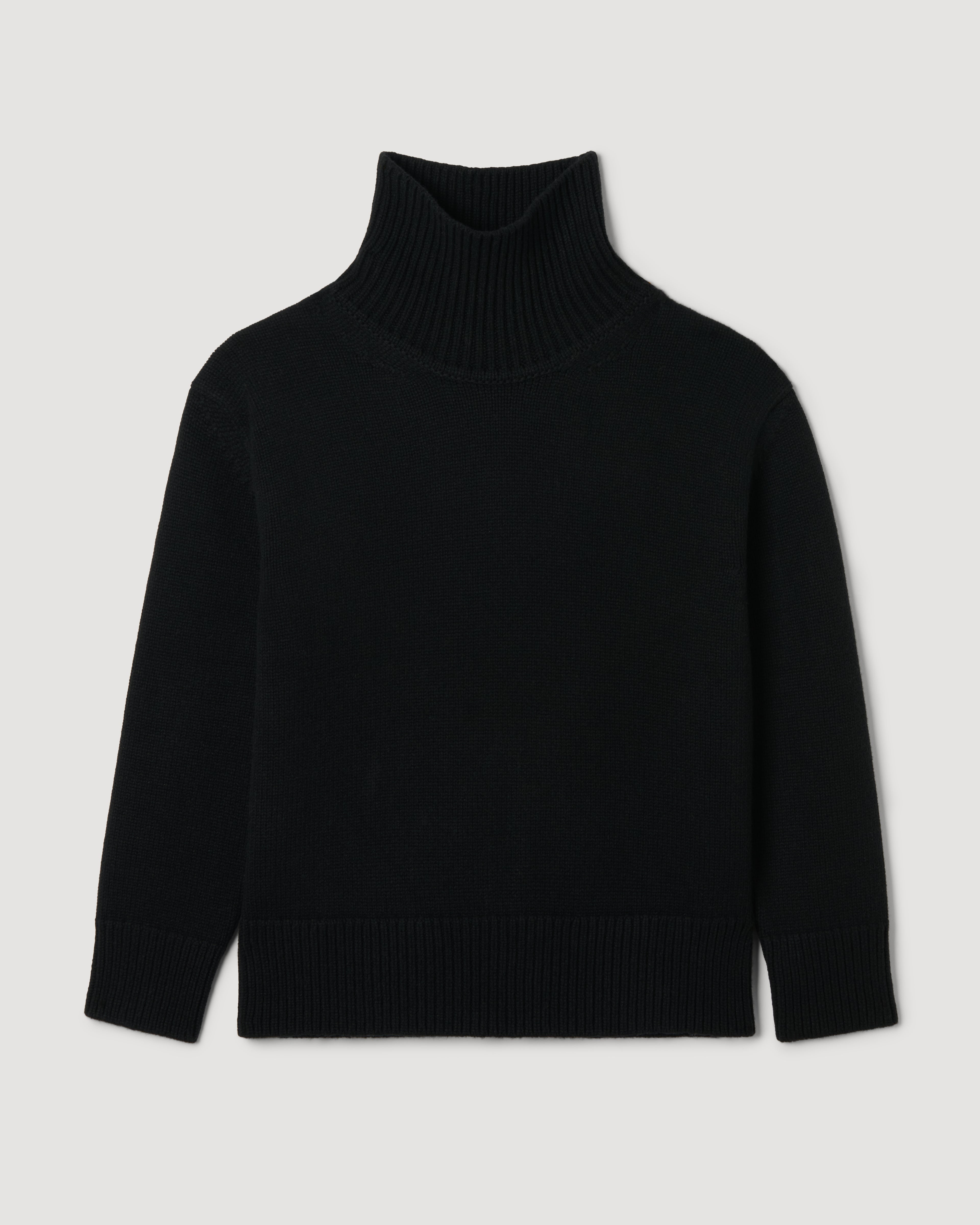 Black Delphine sweater in wool cashmere knitwear by Veronica De Piante, featuring a cozy, stylish design.