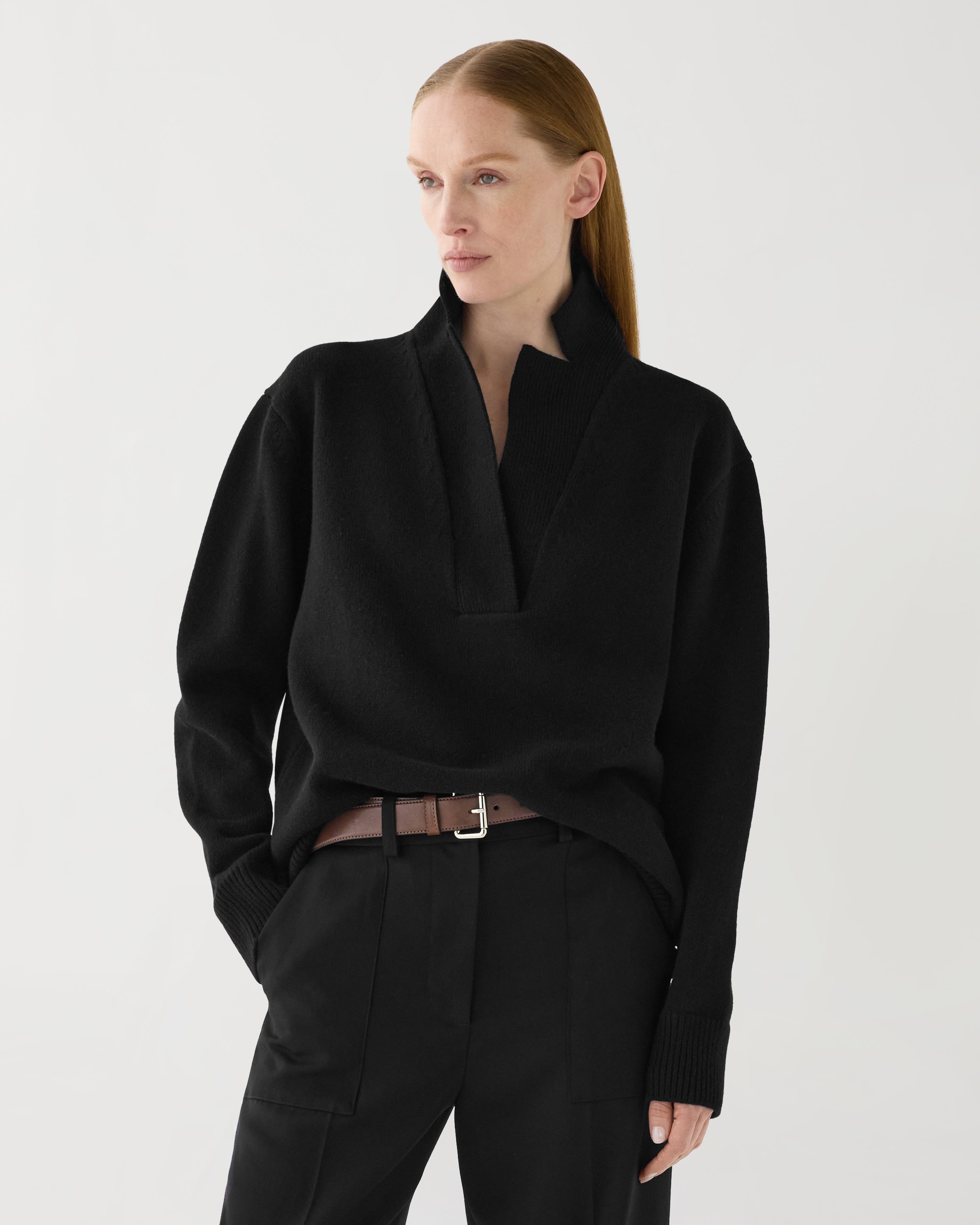 Emilie Sweater in Wool Cashmere,  Black