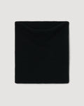 Black Fleur Snood, heavy-gauge wool cashmere knit. Luxury Italian snood knitwear packshot.