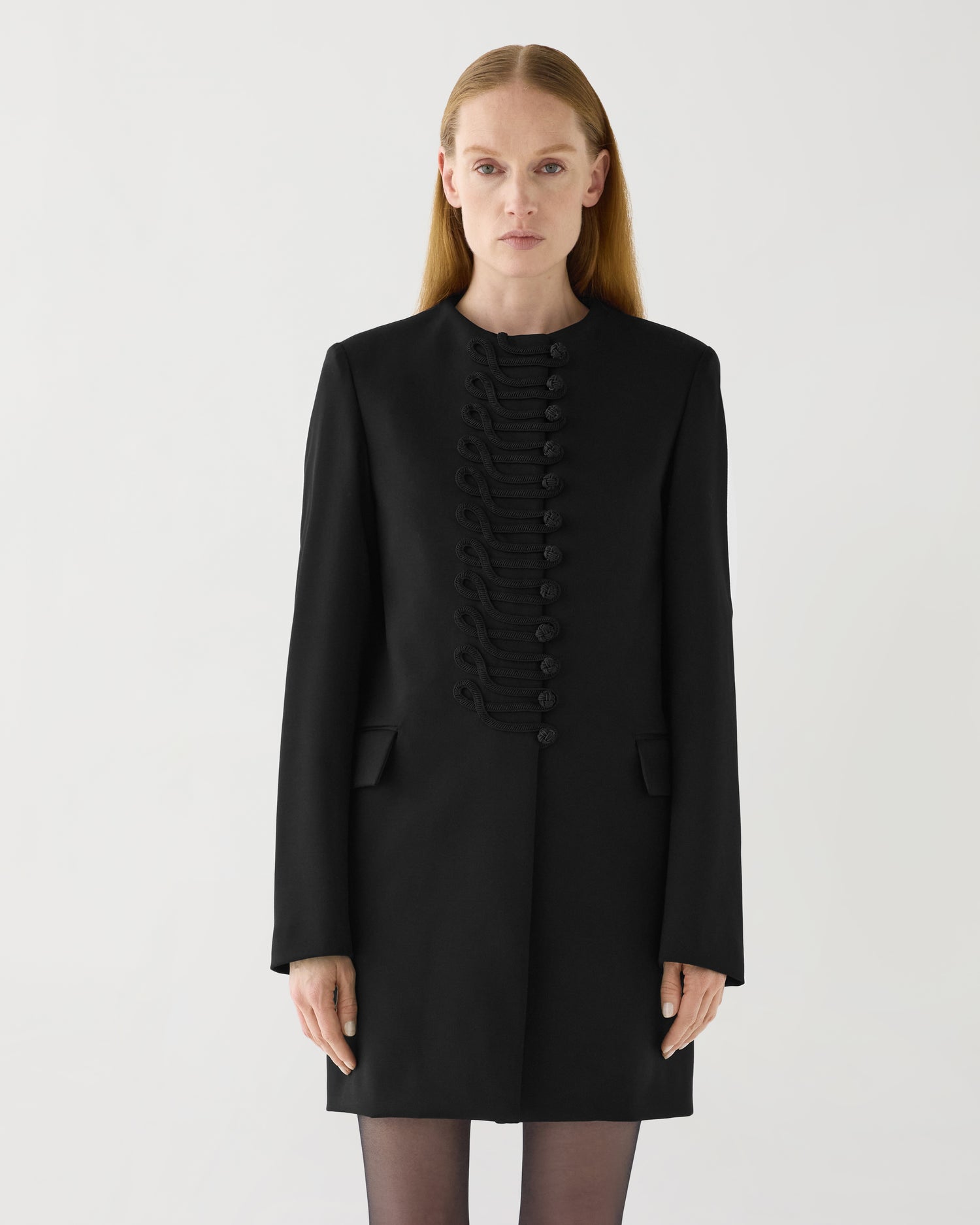 Miles Coat in Stretch Wool Twill,  Black