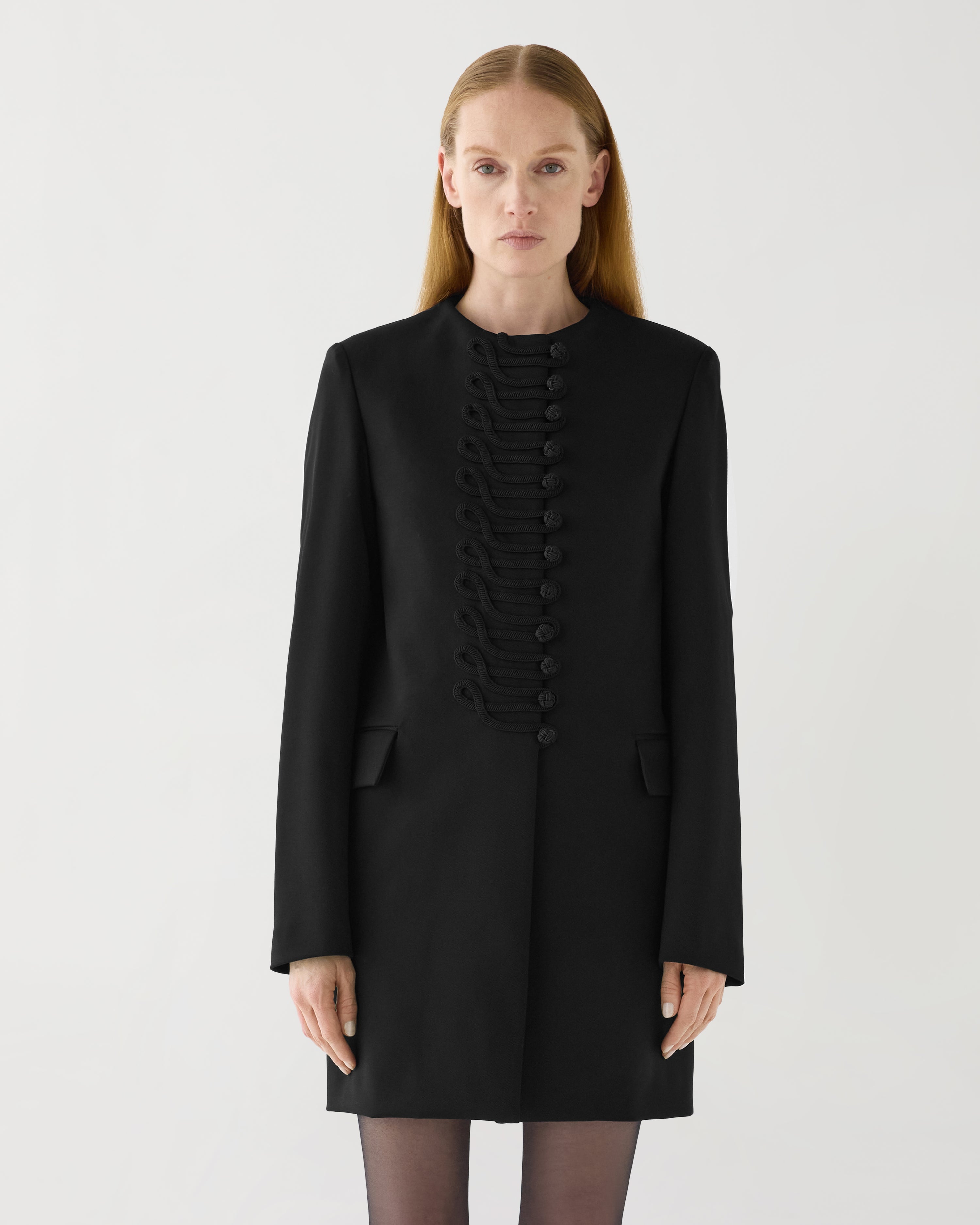 Miles Coat in Stretch Wool Twill,  Black