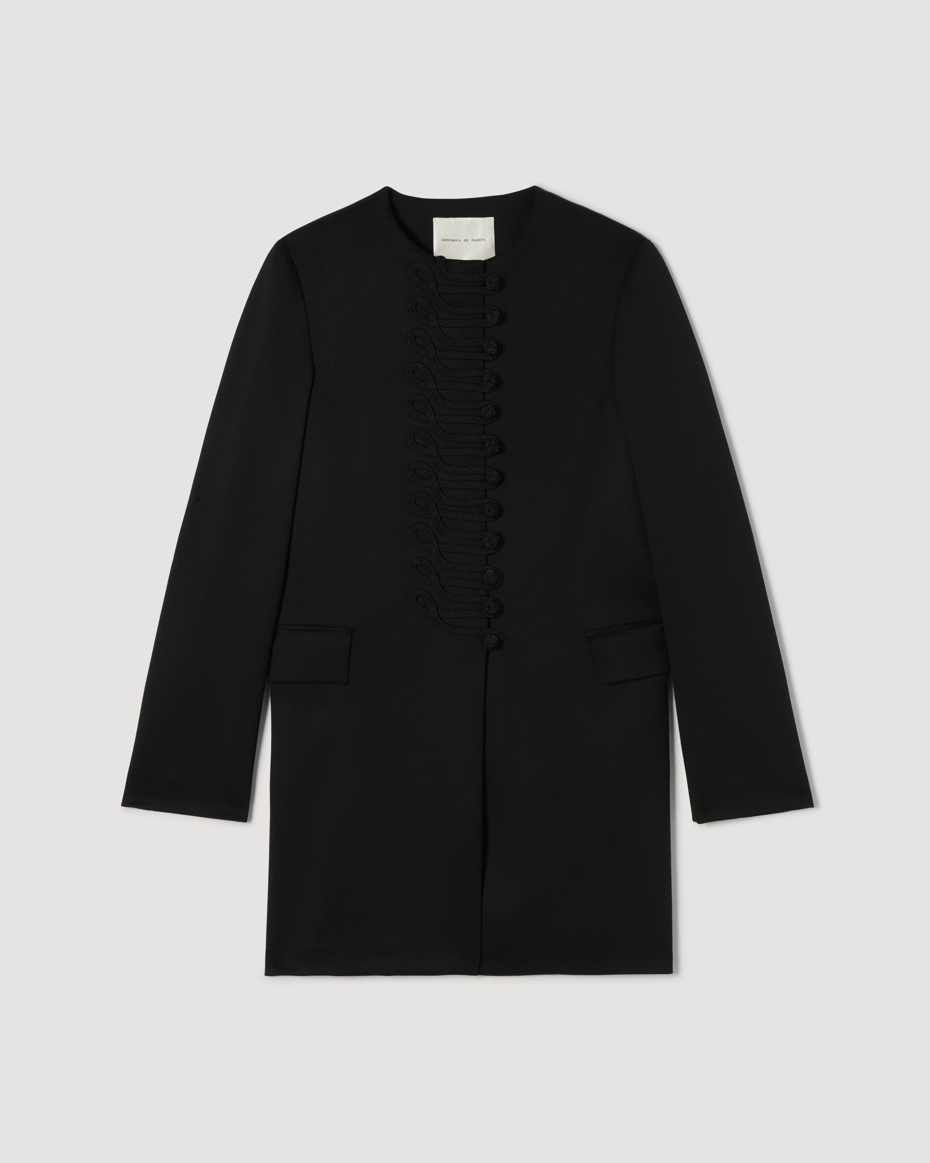 Miles Coat in Stretch Wool Twill,  Black
