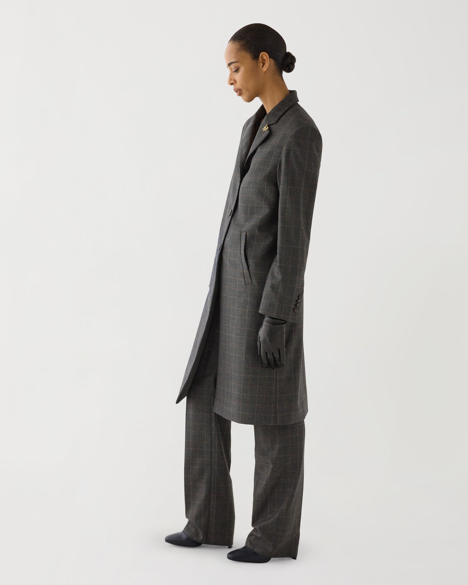 Blake Coat in Plaid Suiting, Dark Grey Plaid
