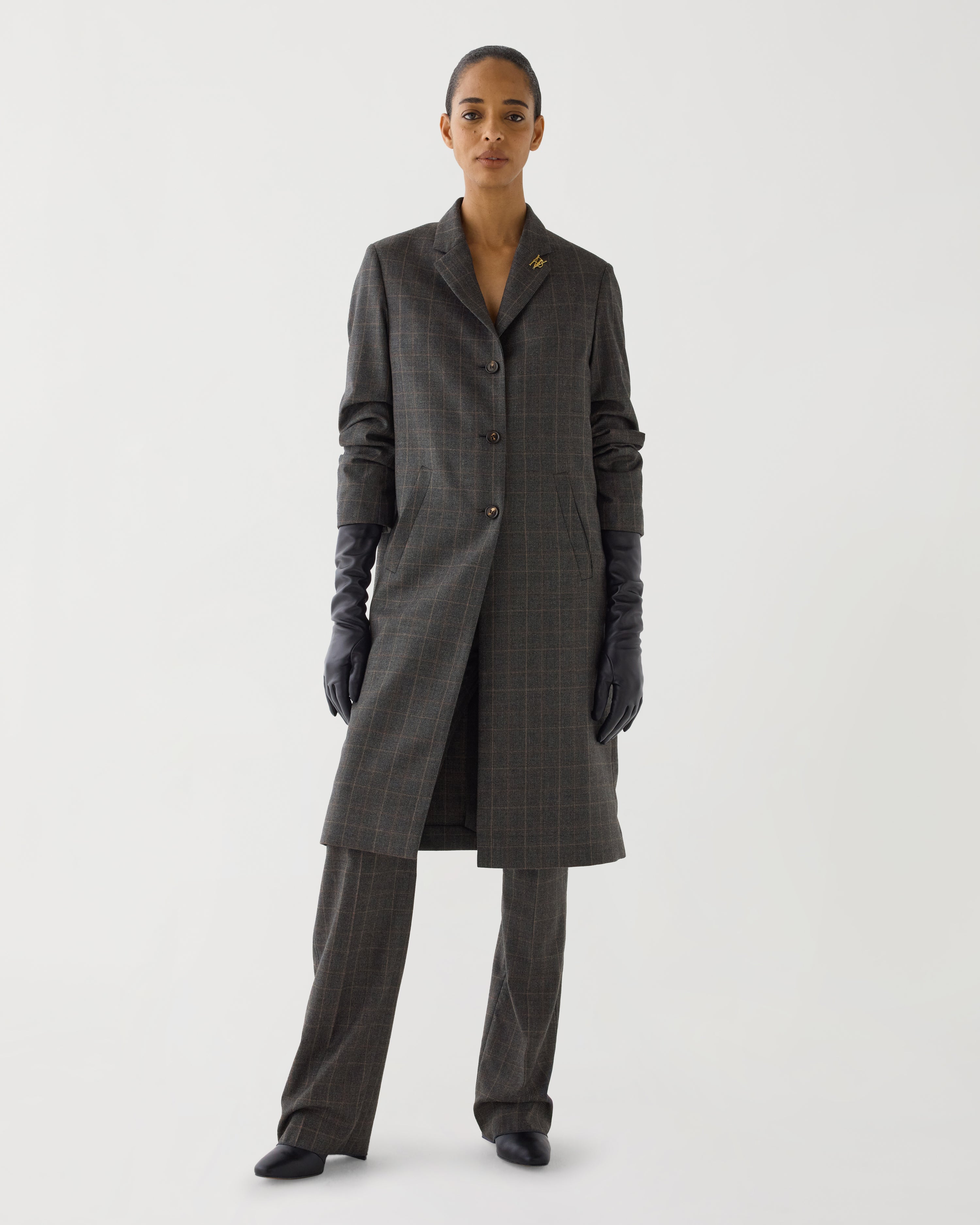 Blake Coat in Plaid Suiting, Dark Grey Plaid