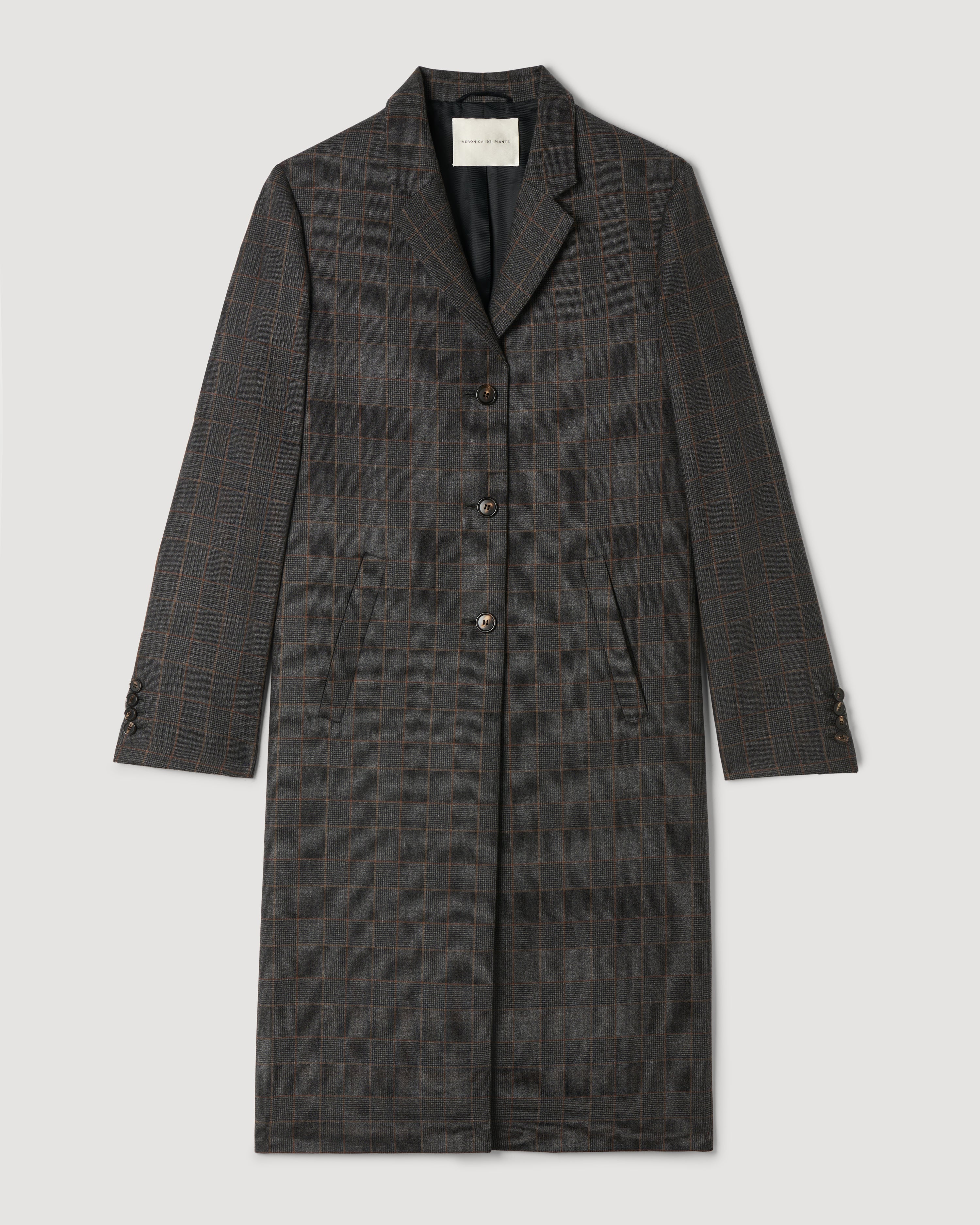 Blake Coat in Plaid Suiting, Dark Grey Plaid