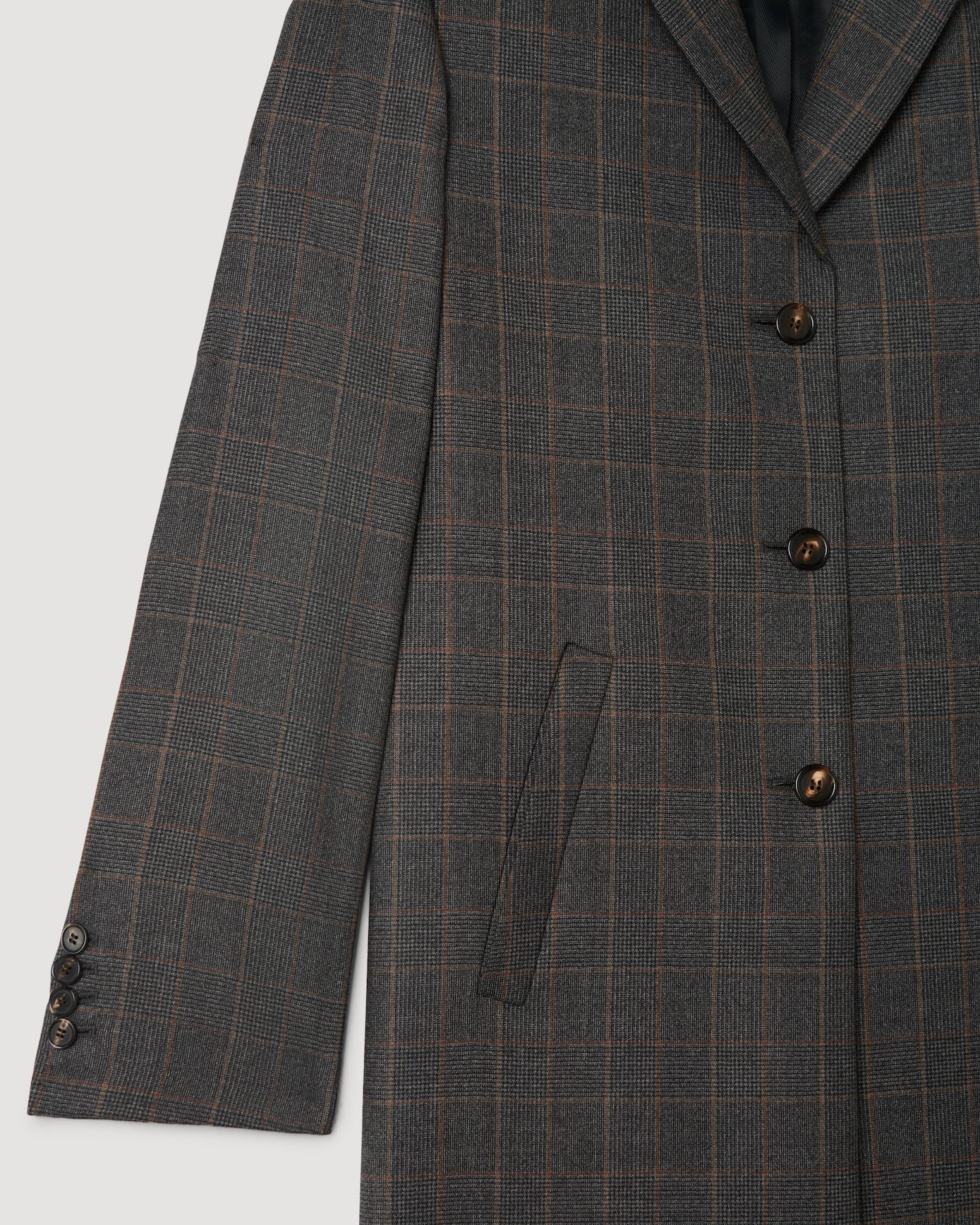 Blake Coat in Plaid Suiting, Dark Grey Plaid