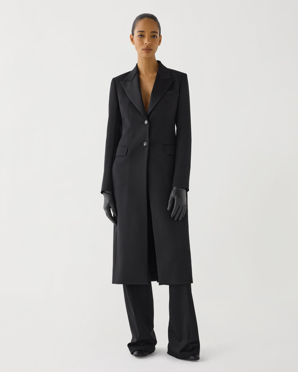 Meliha Coat in Grain de Poudre Wool,  Black