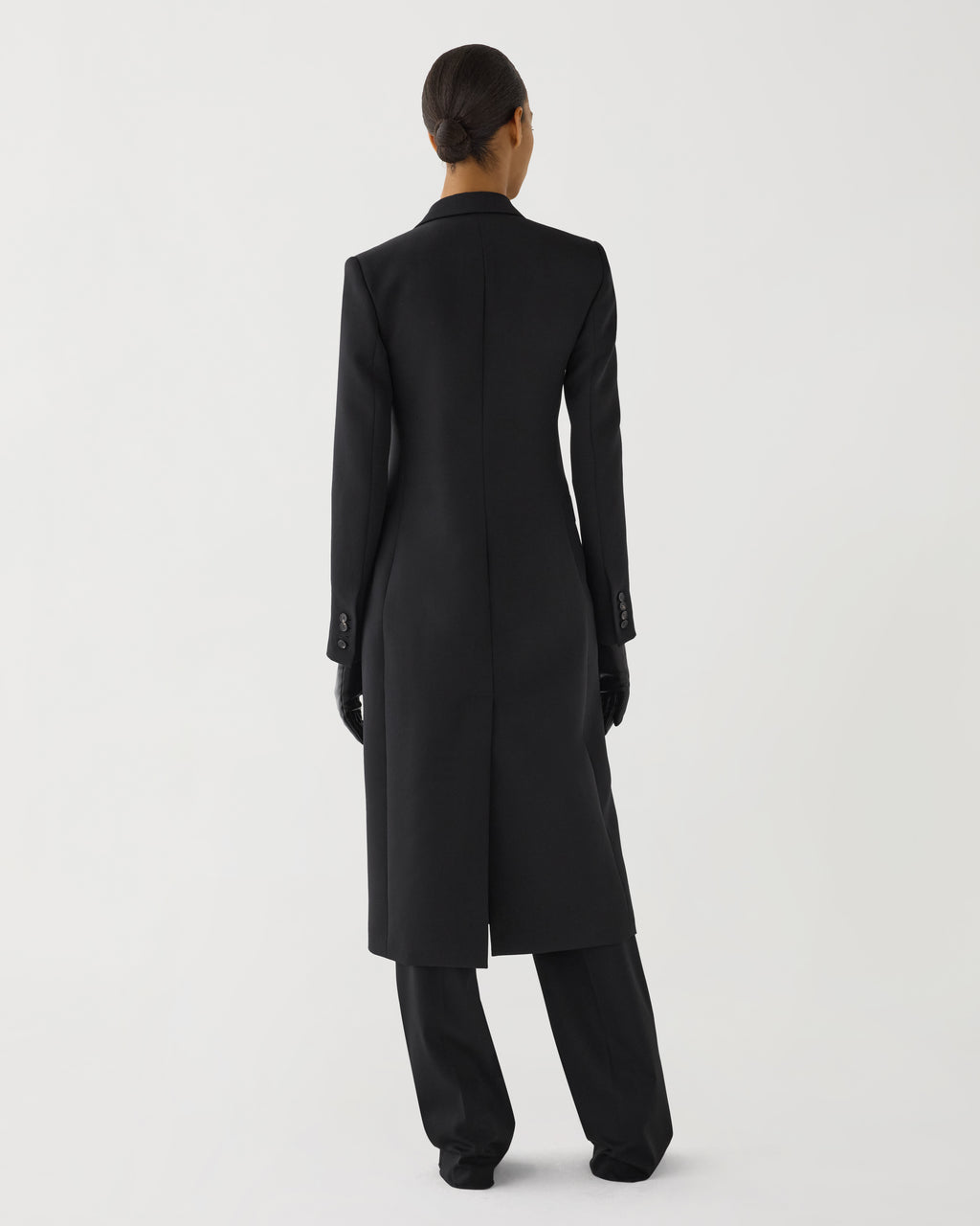 Meliha Coat in Grain de Poudre Wool,  Black - Veronica De Piante