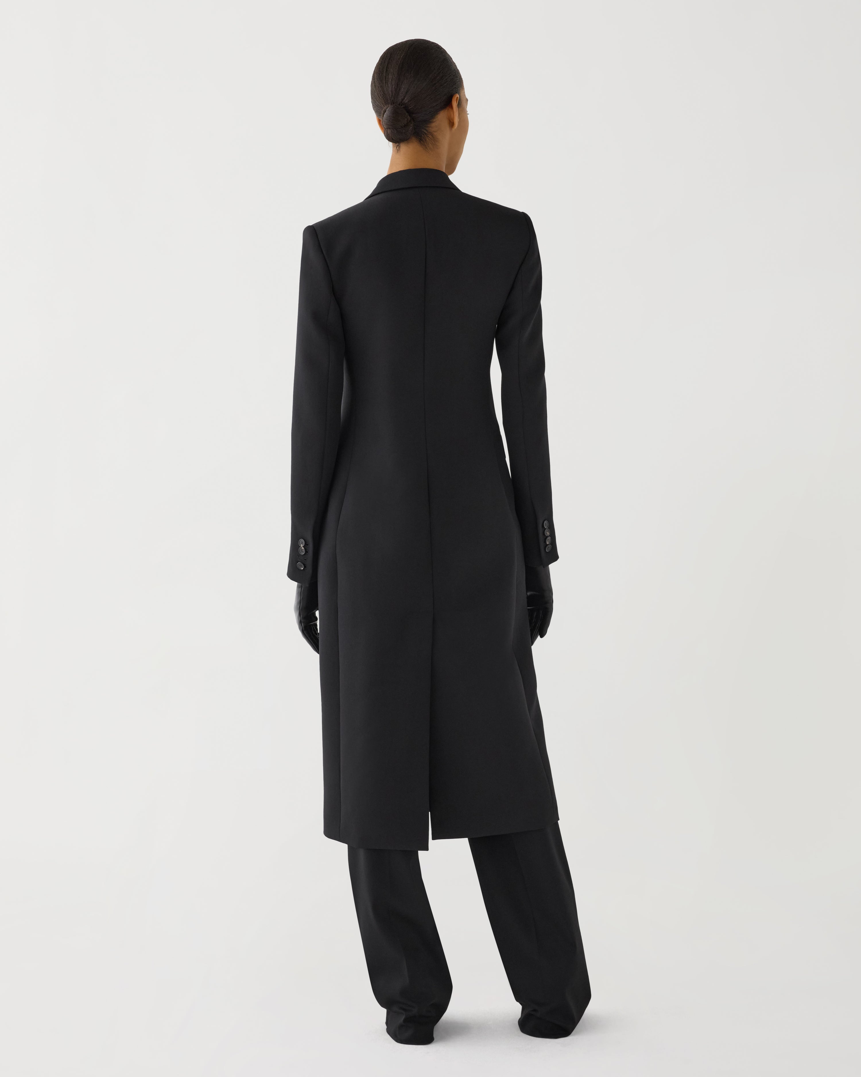 Meliha Coat in Grain de Poudre Wool,  Black