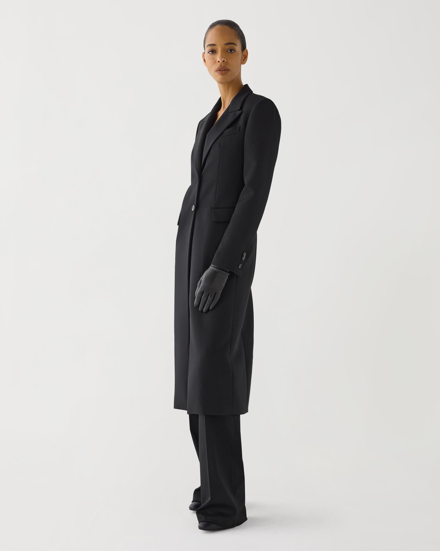 Meliha Coat in Grain de Poudre Wool,  Black