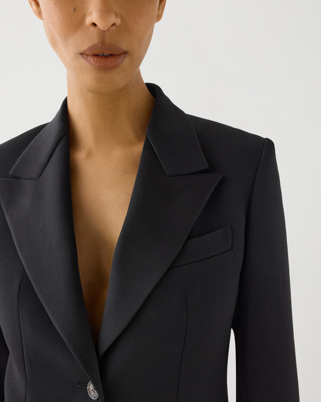Meliha Coat in Grain de Poudre Wool,  Black - Veronica De Piante