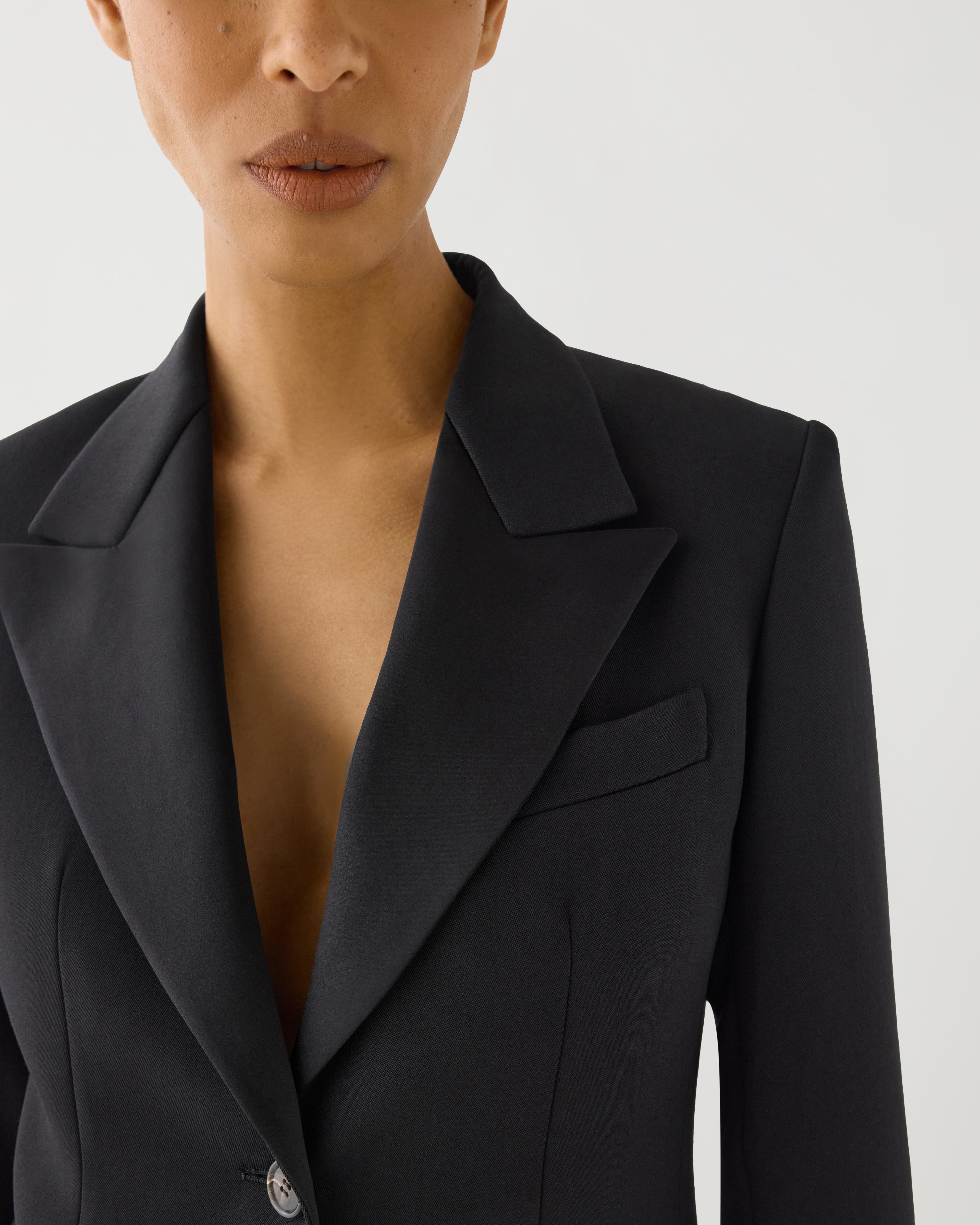 Meliha Coat in Grain de Poudre Wool,  Black - Veronica De Piante