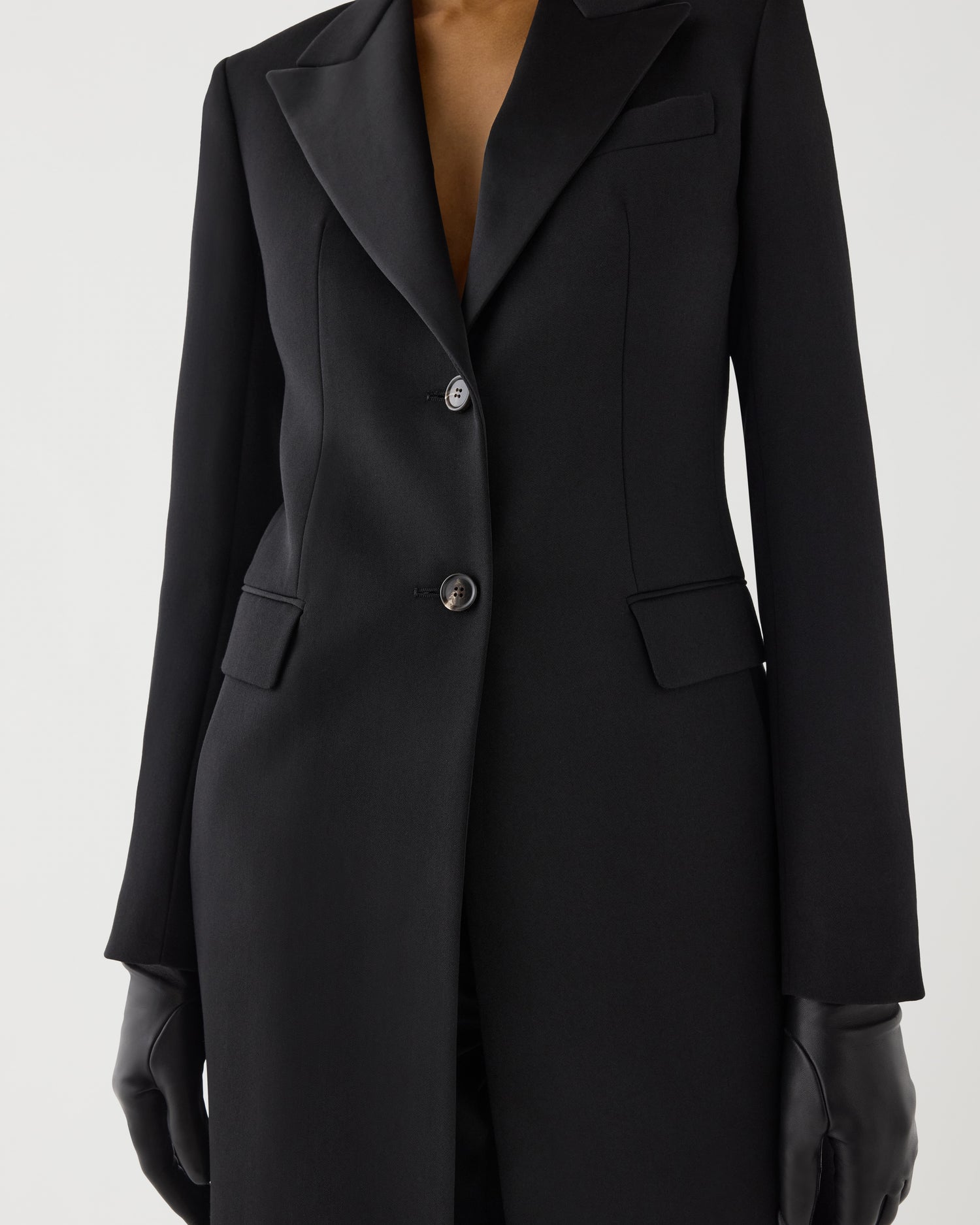 Meliha Coat in Grain de Poudre Wool,  Black