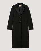 Meliha Coat in Grain de Poudre Wool,  Black - Veronica De Piante