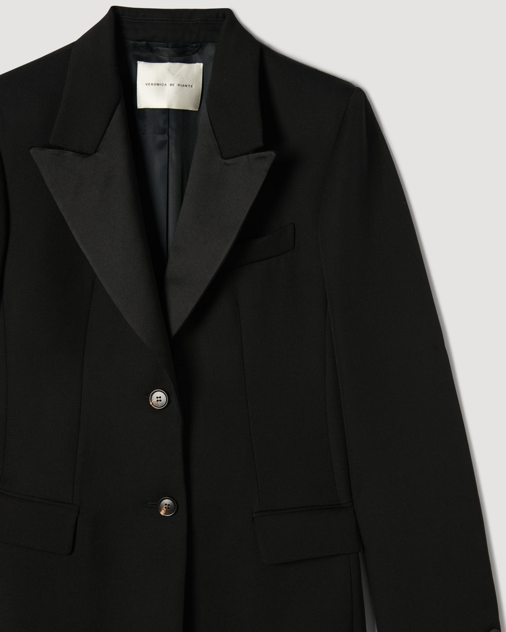 Meliha Coat in Grain de Poudre Wool,  Black - Veronica De Piante