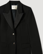 Meliha Coat in Grain de Poudre Wool,  Black - Veronica De Piante