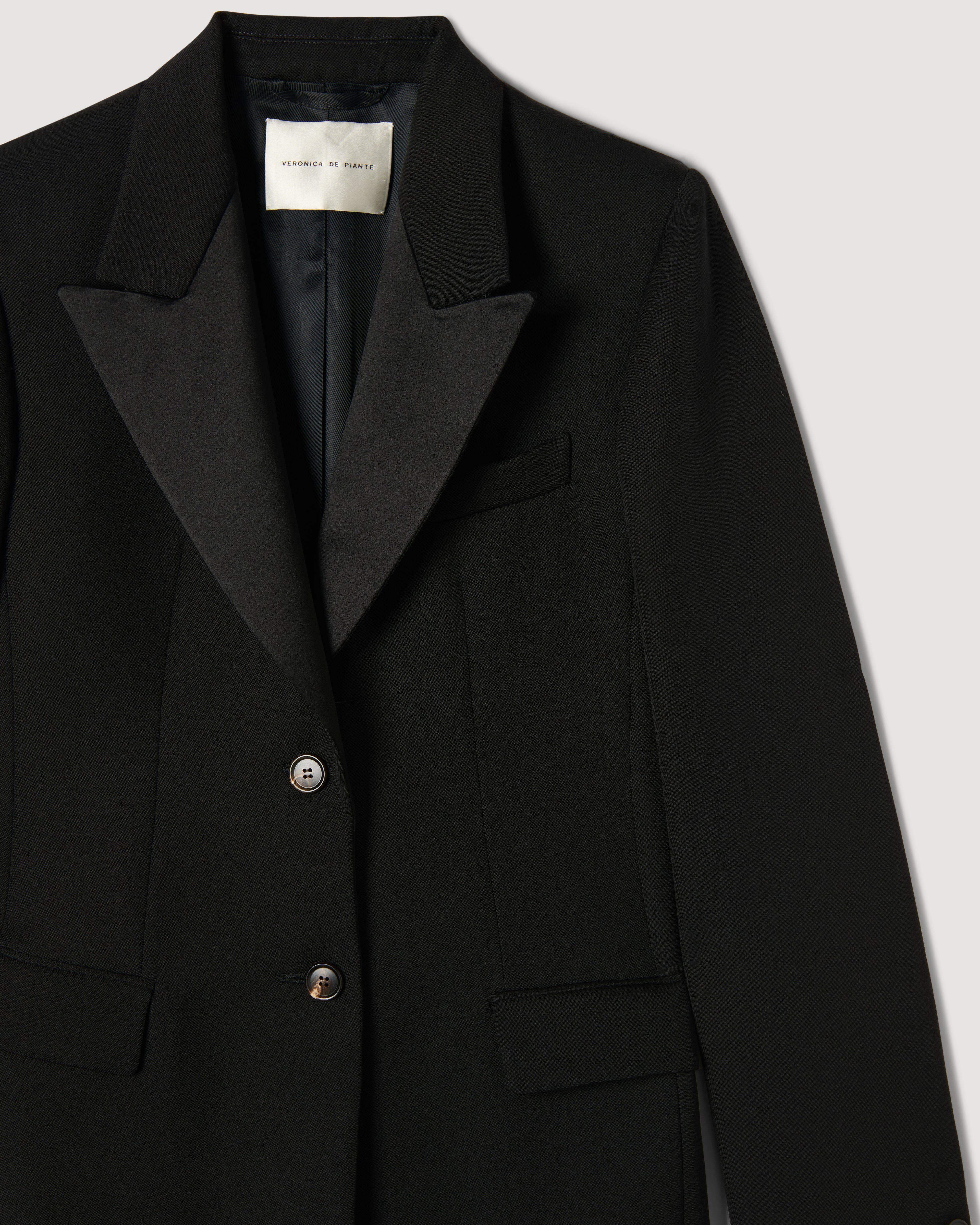 Meliha Coat in Grain de Poudre Wool,  Black - Veronica De Piante