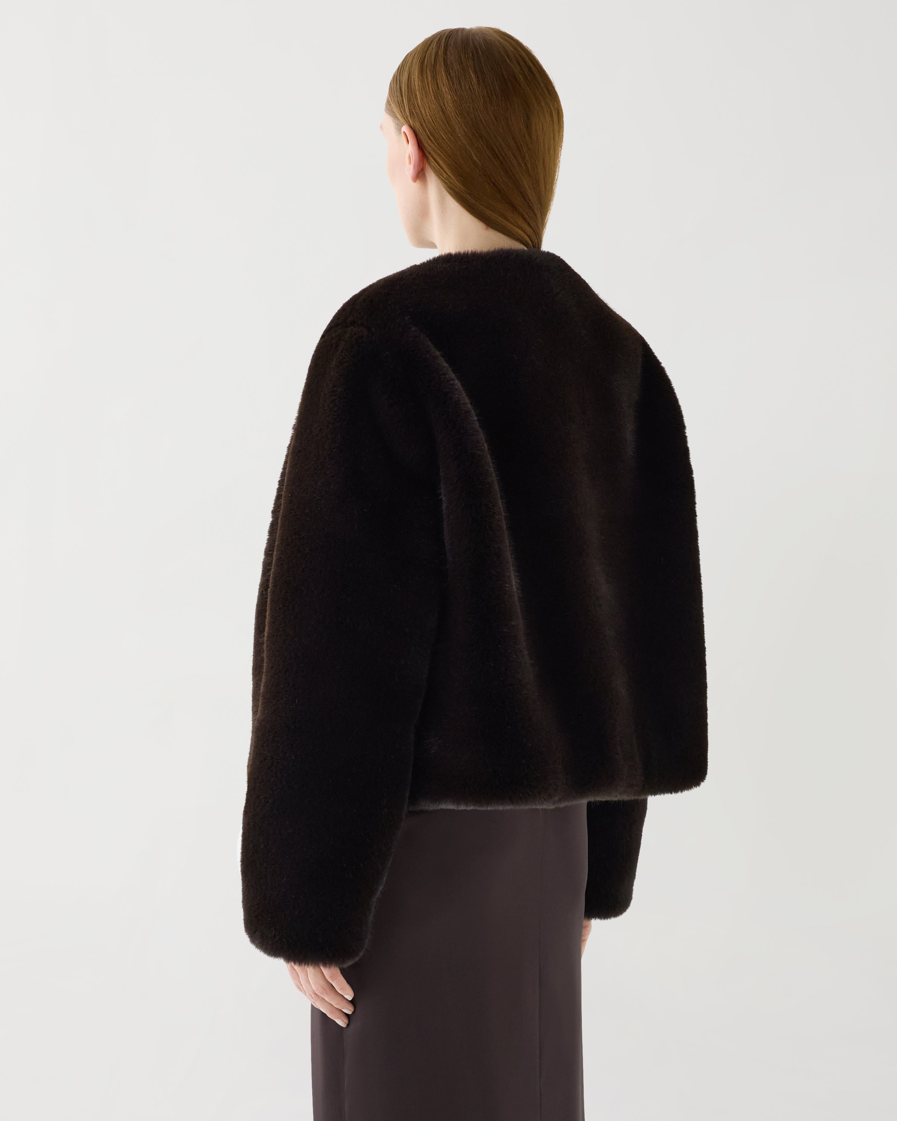 Sadie Jacket in Faux Fur,  Chocolate