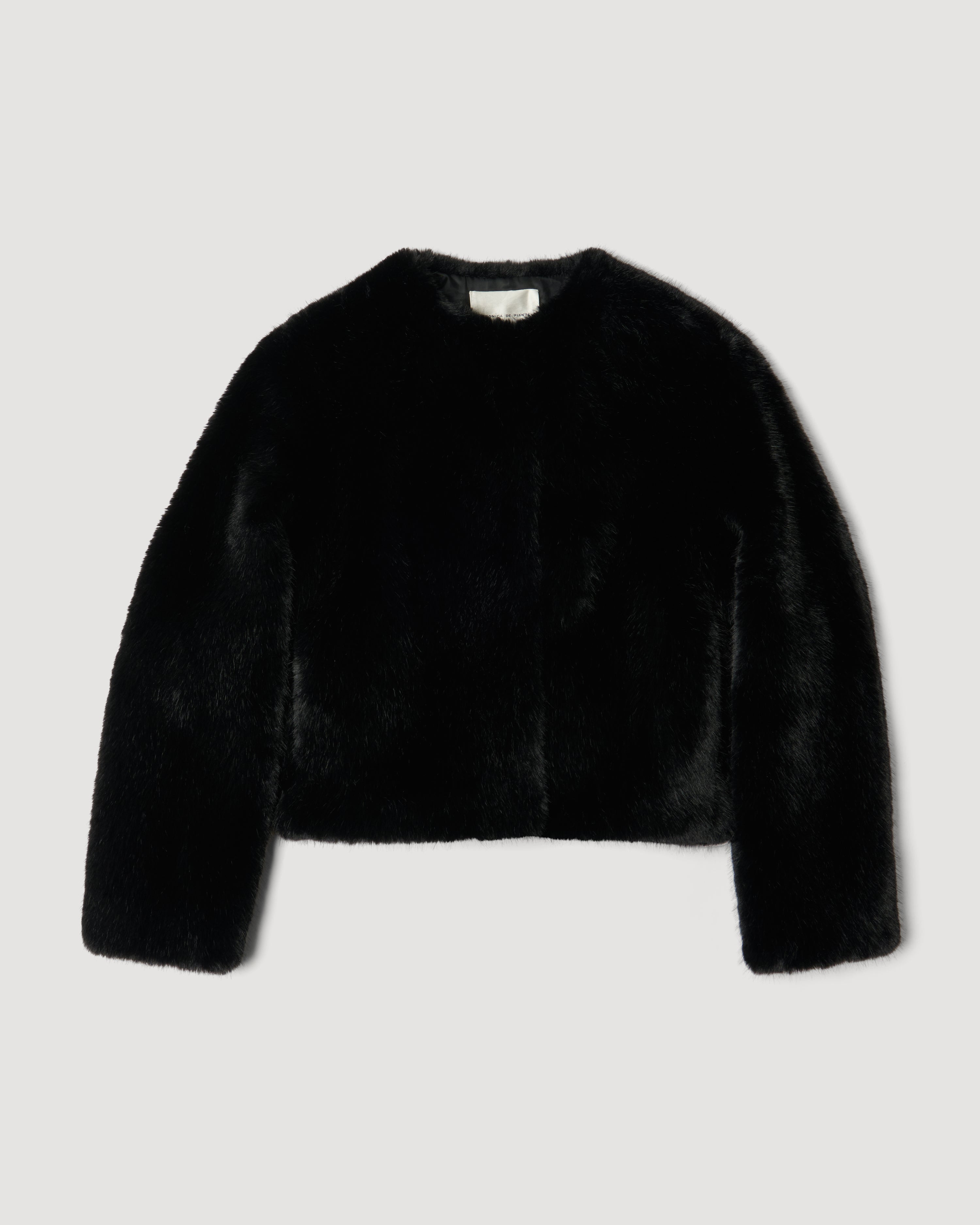 Sadie Jacket in Faux Fur,  Black