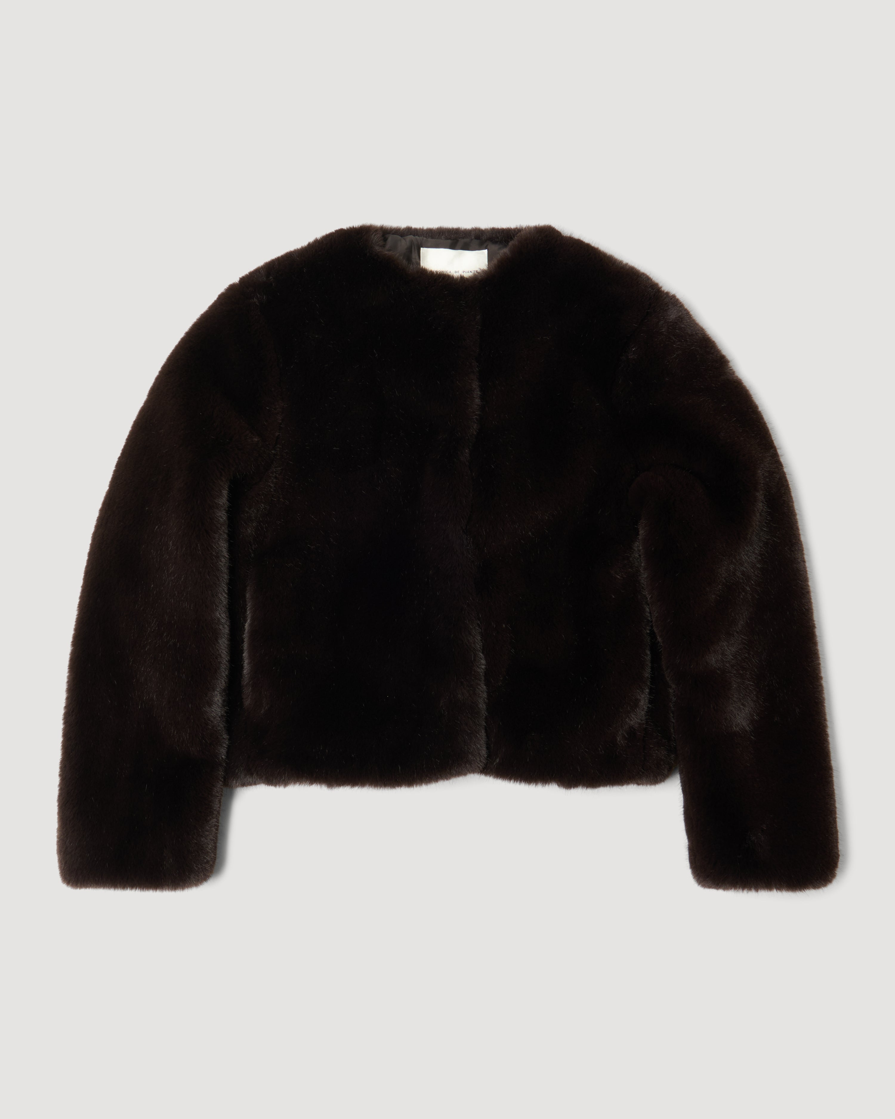 Sadie Jacket in Faux Fur,  Chocolate