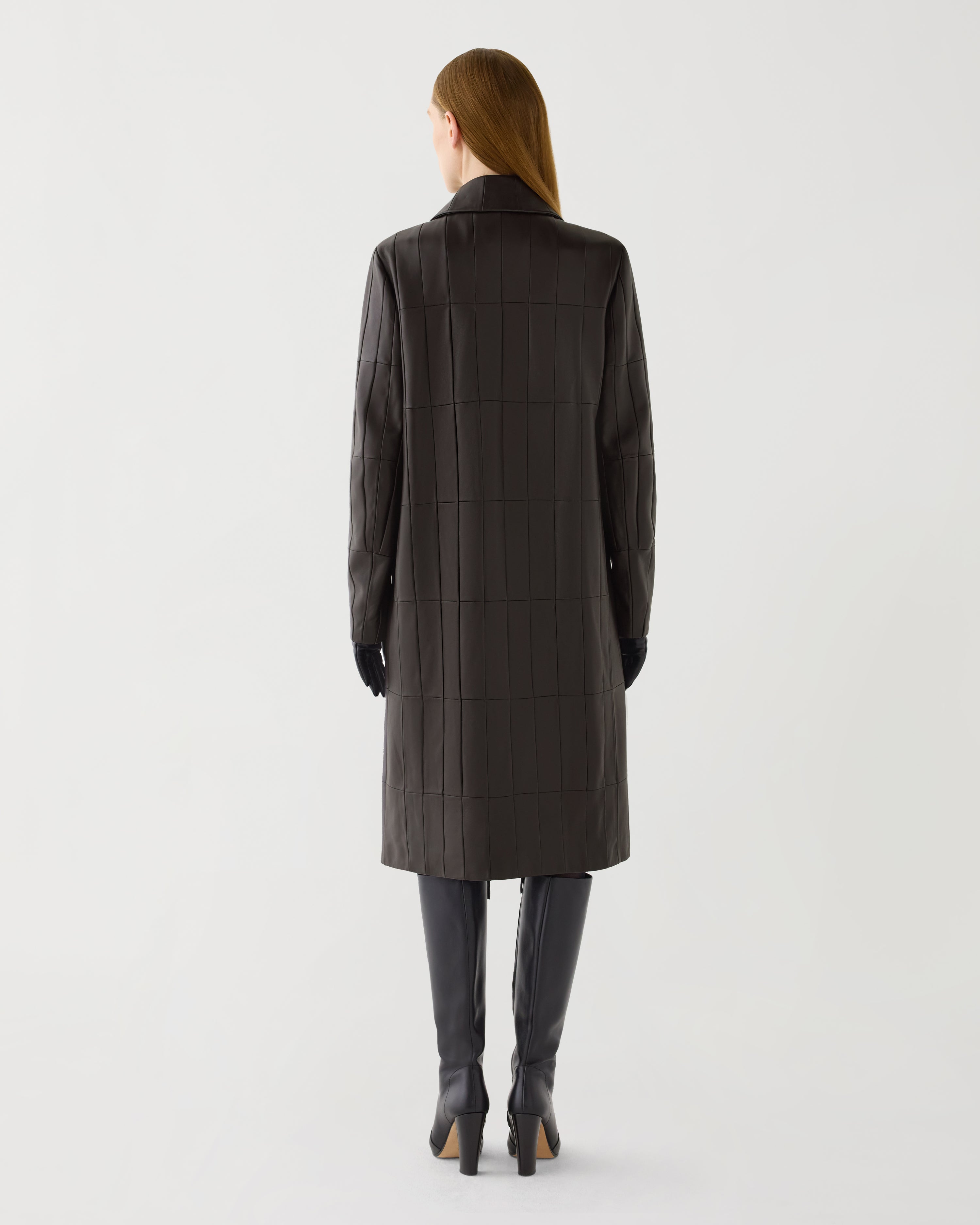 Romilly Coat in Patchwork Nappa,  Chocolate