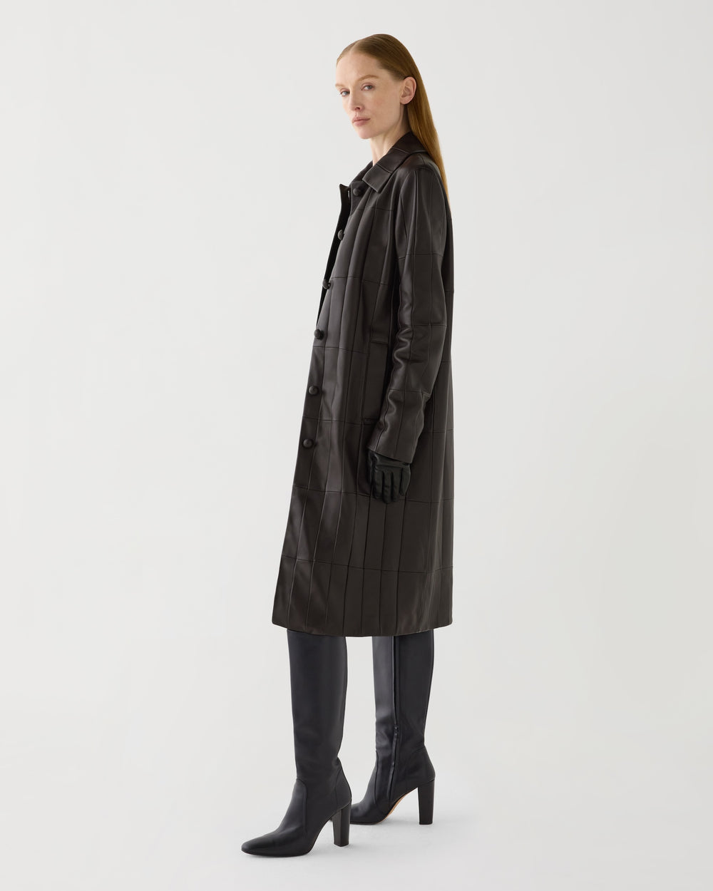 Romilly Coat in Patchwork Nappa,  Chocolate