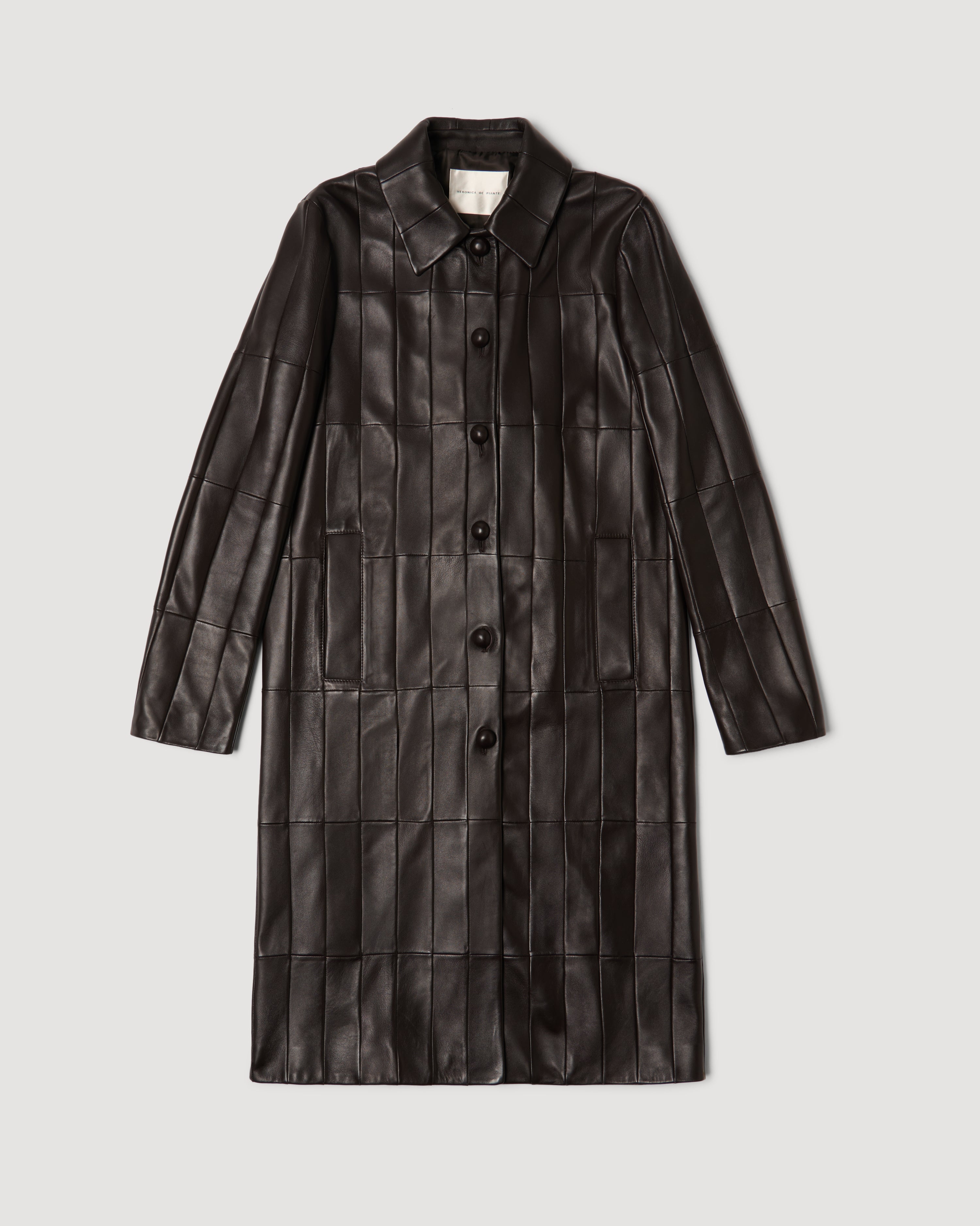 Romilly Coat in Patchwork Nappa,  Chocolate