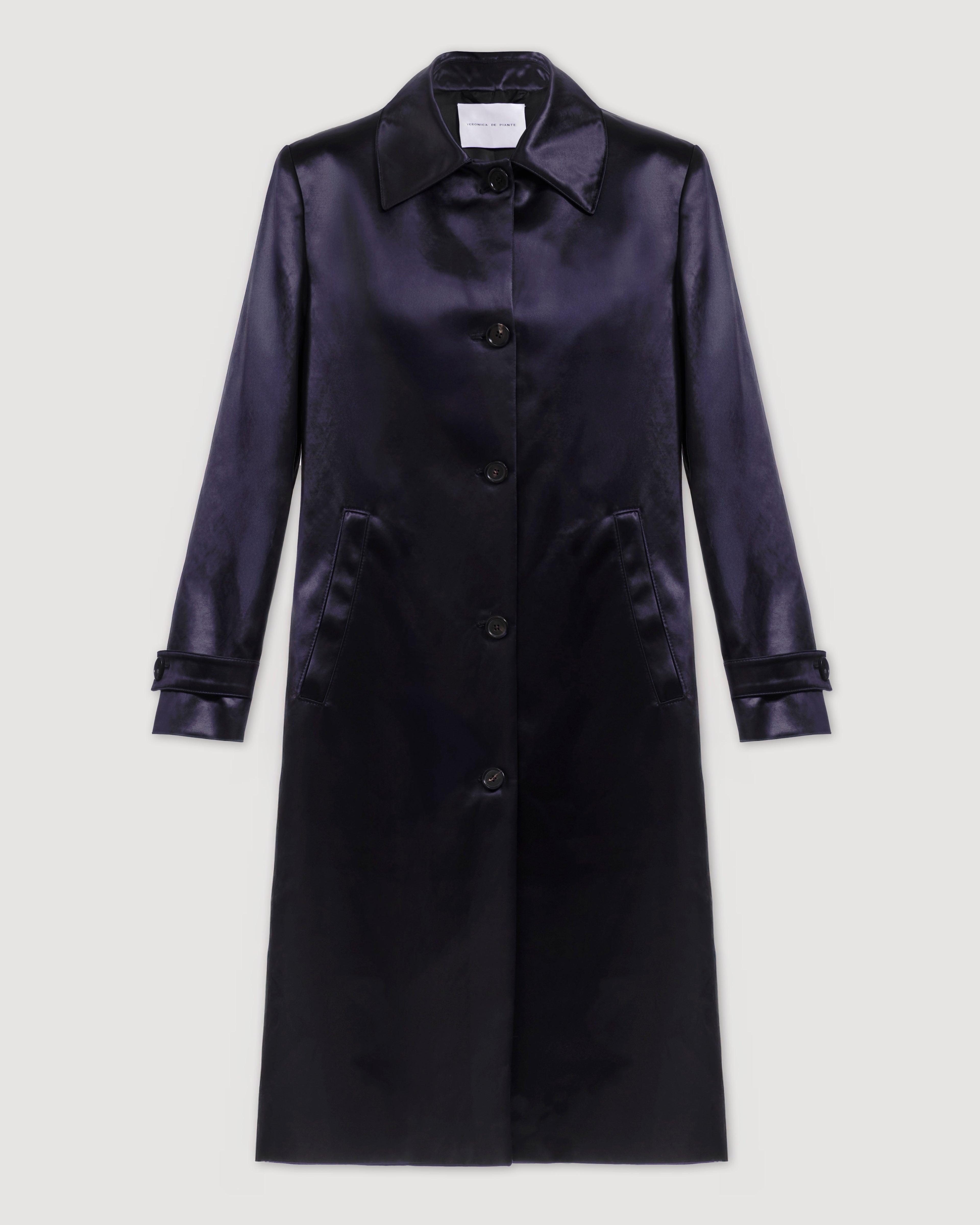 Heather Coat in Technical Cotton, Plum - Veronica De Piante