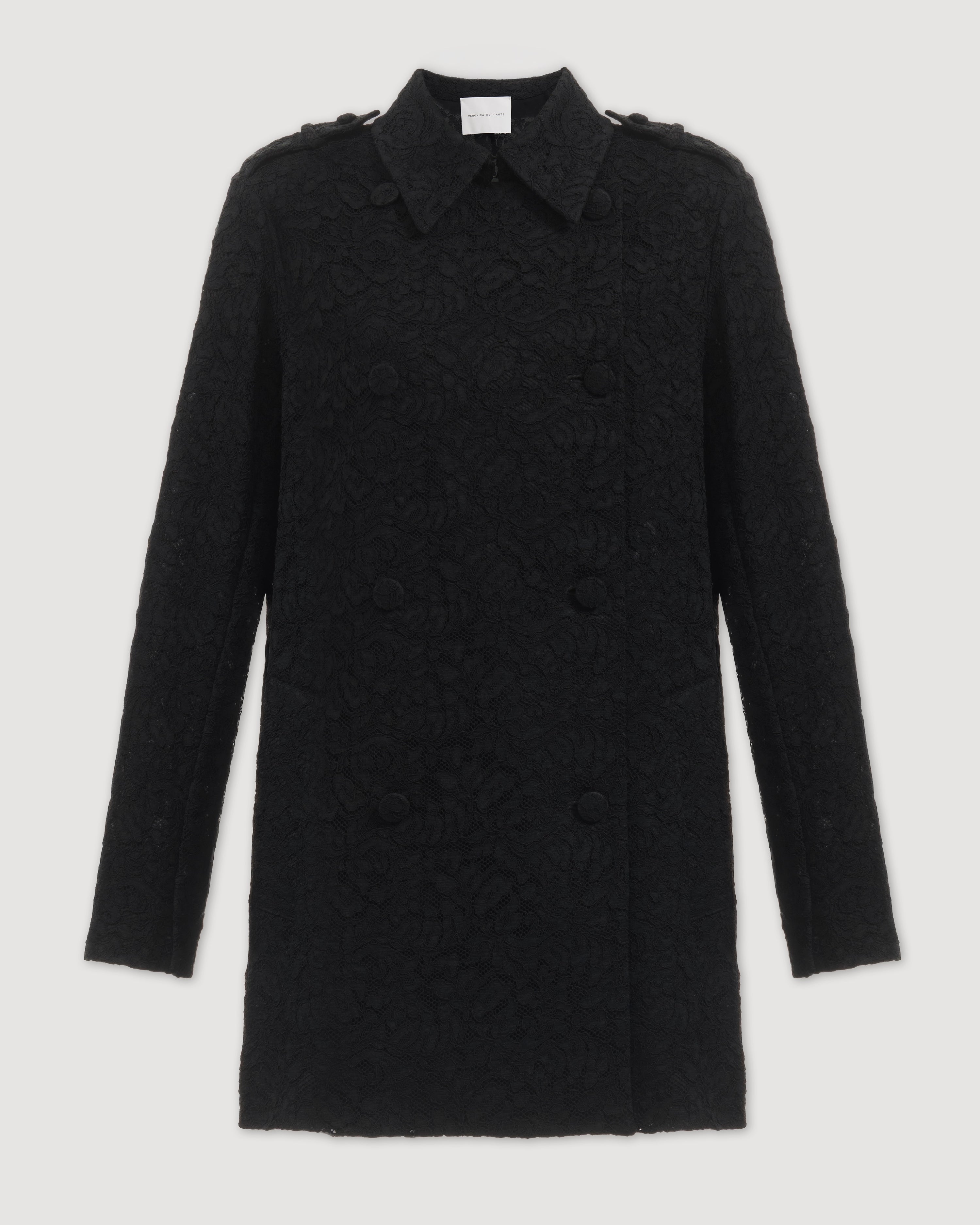 Charlotte Trench in Lace, Black