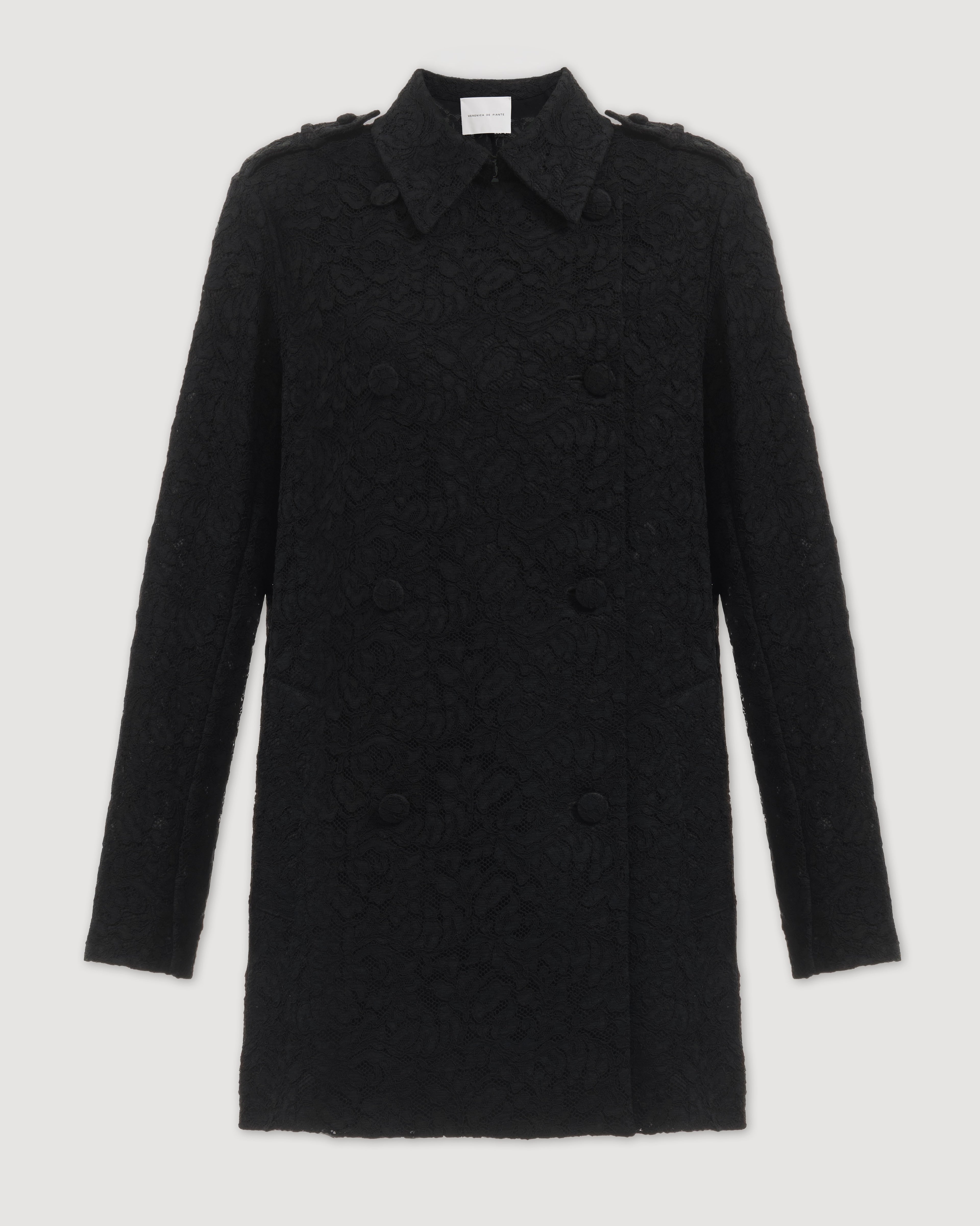 Charlotte Trench in Lace, Black - Veronica De Piante