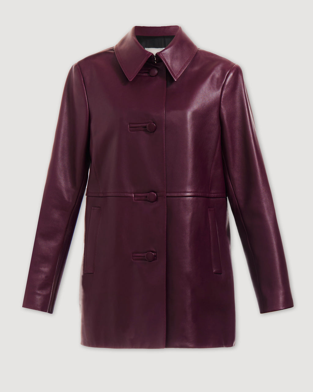 Jess Jacket in Nappa Leather, Maroon - Veronica De Piante
