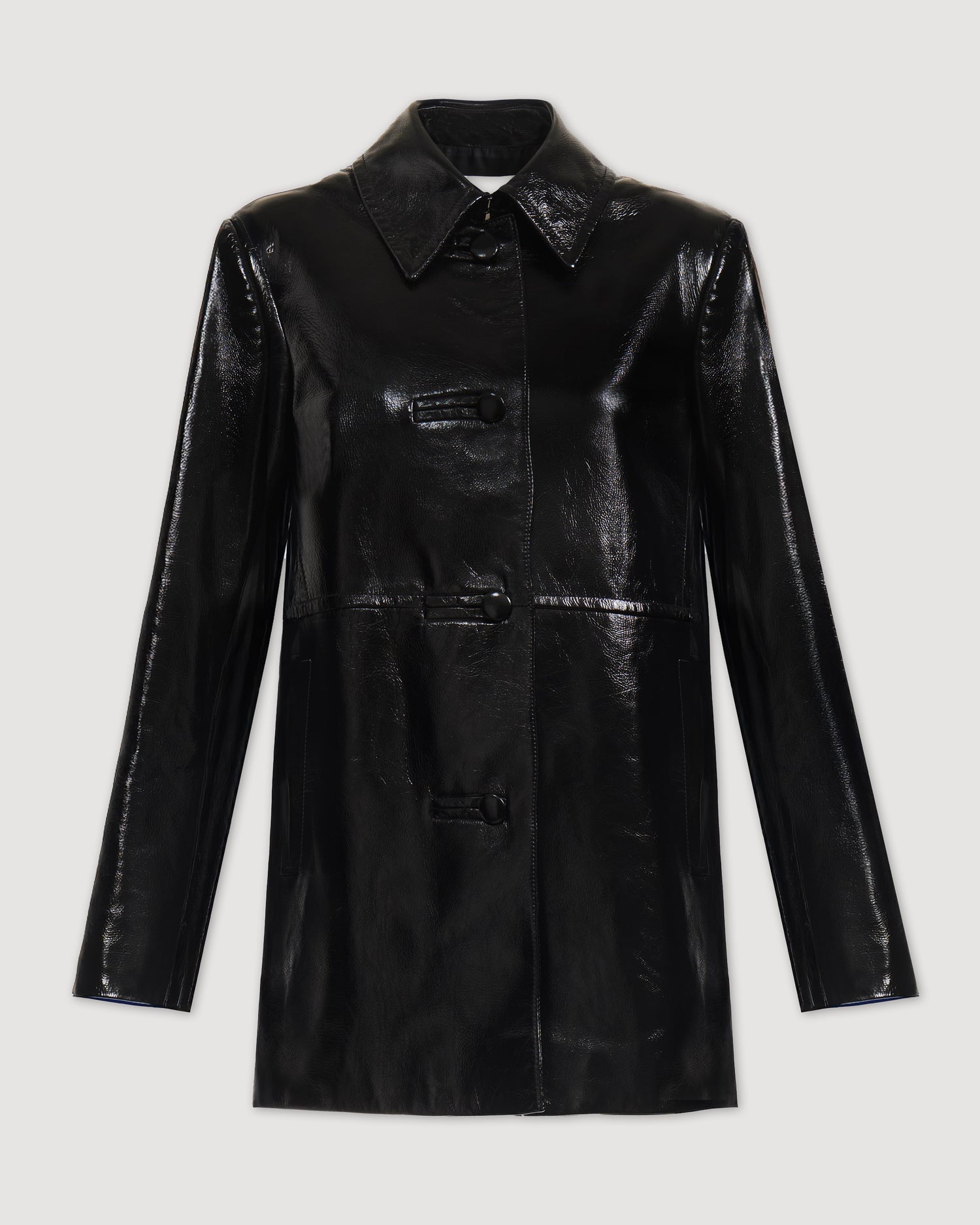 Jess Jacket in Patent Leather, Black