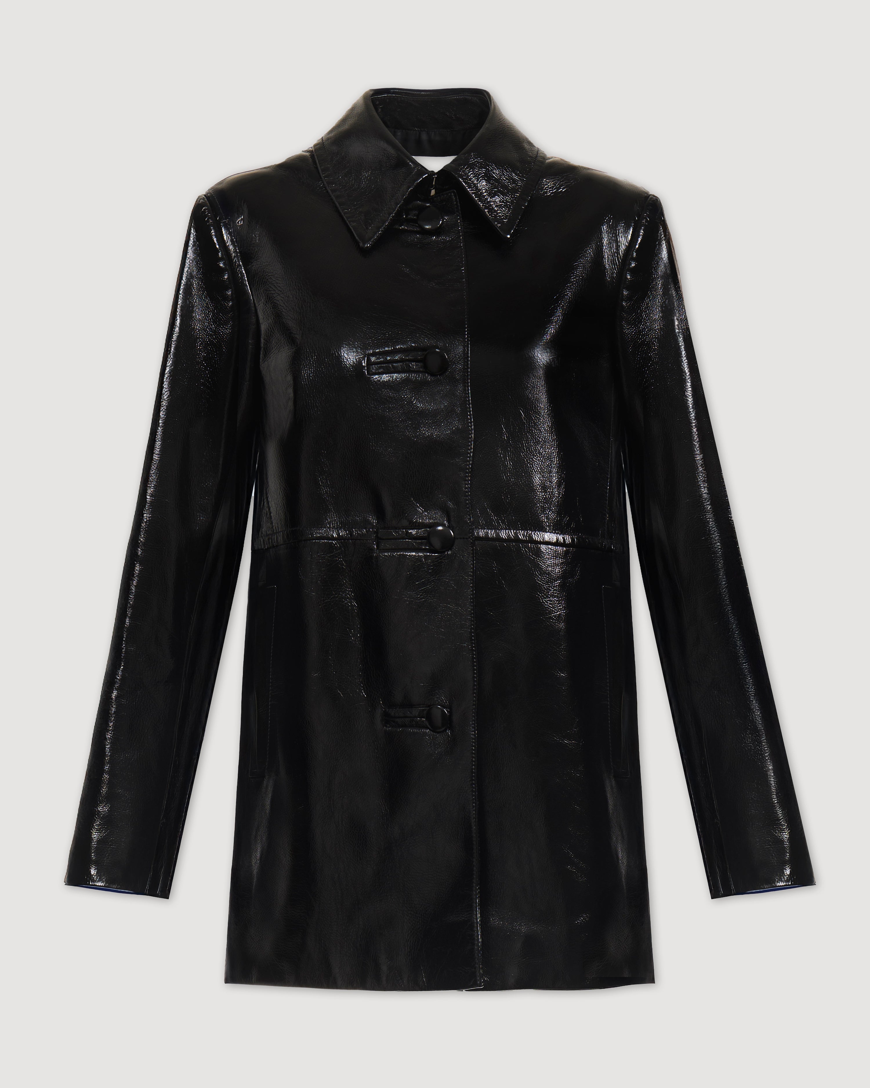 Jess Jacket in Patent Leather, Black