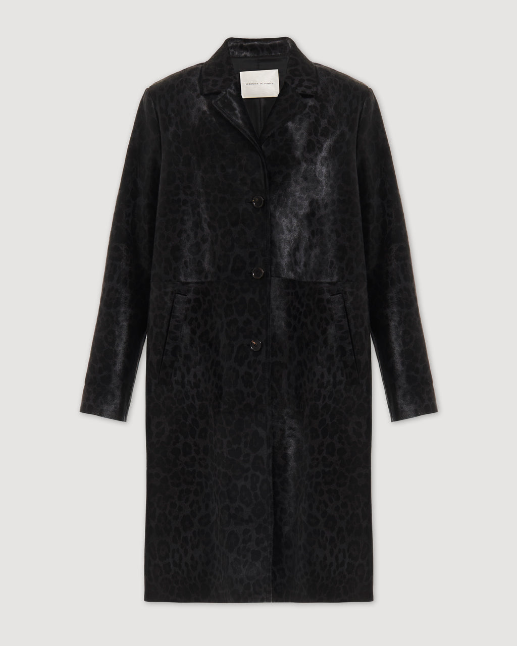 Gabriele Coat in Calf Hair, Dark Grey Leopard - Veronica De Piante