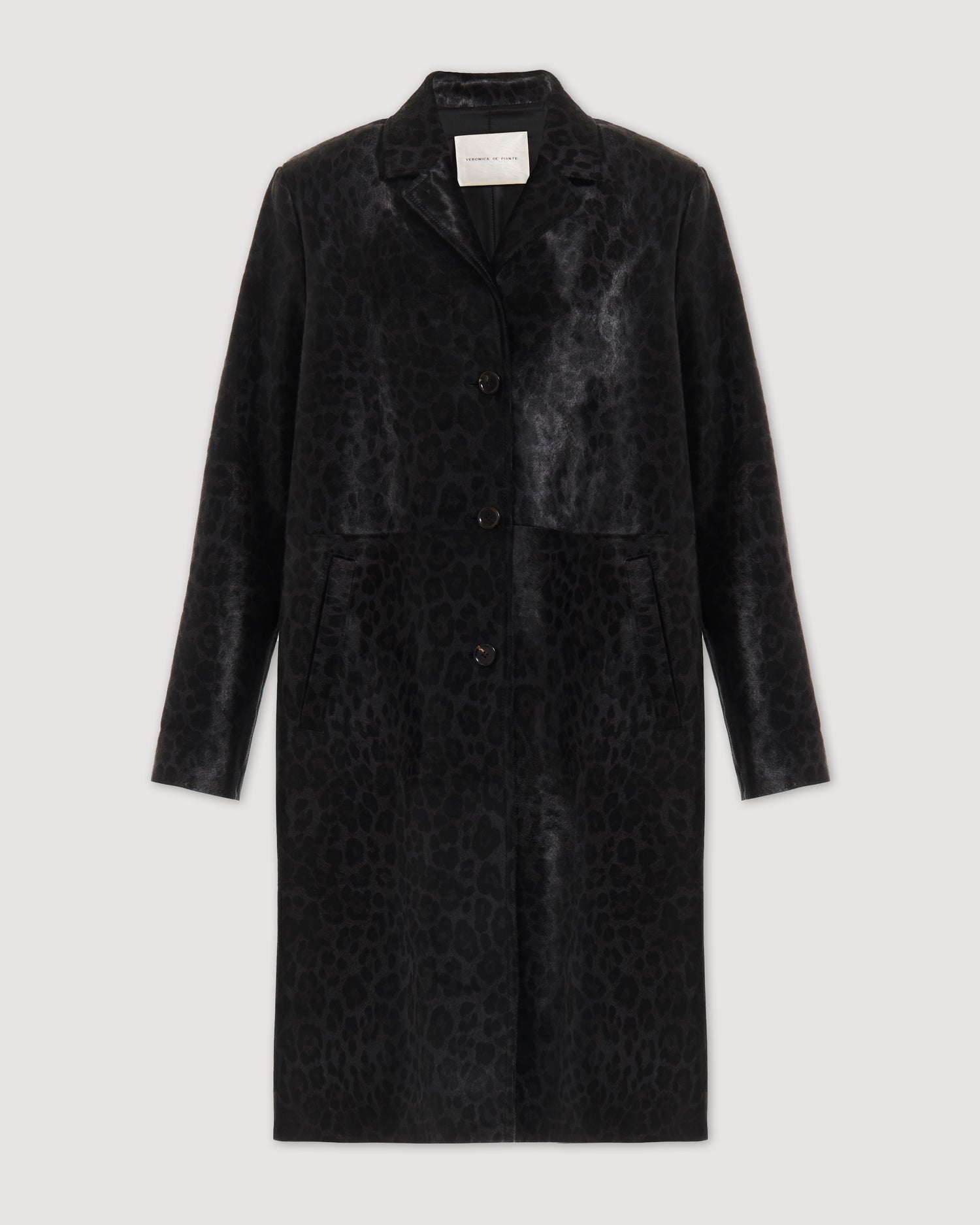 Gabriele Coat in Calf Hair, Dark Grey Leopard