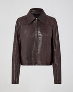 Colette Jacket In Leather, Chocolate