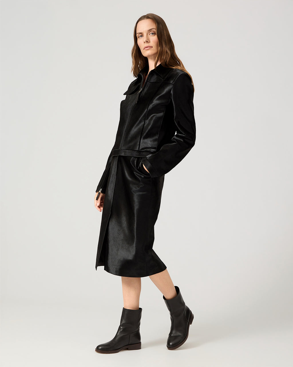 Colette Jacket In Calf Hair, Black