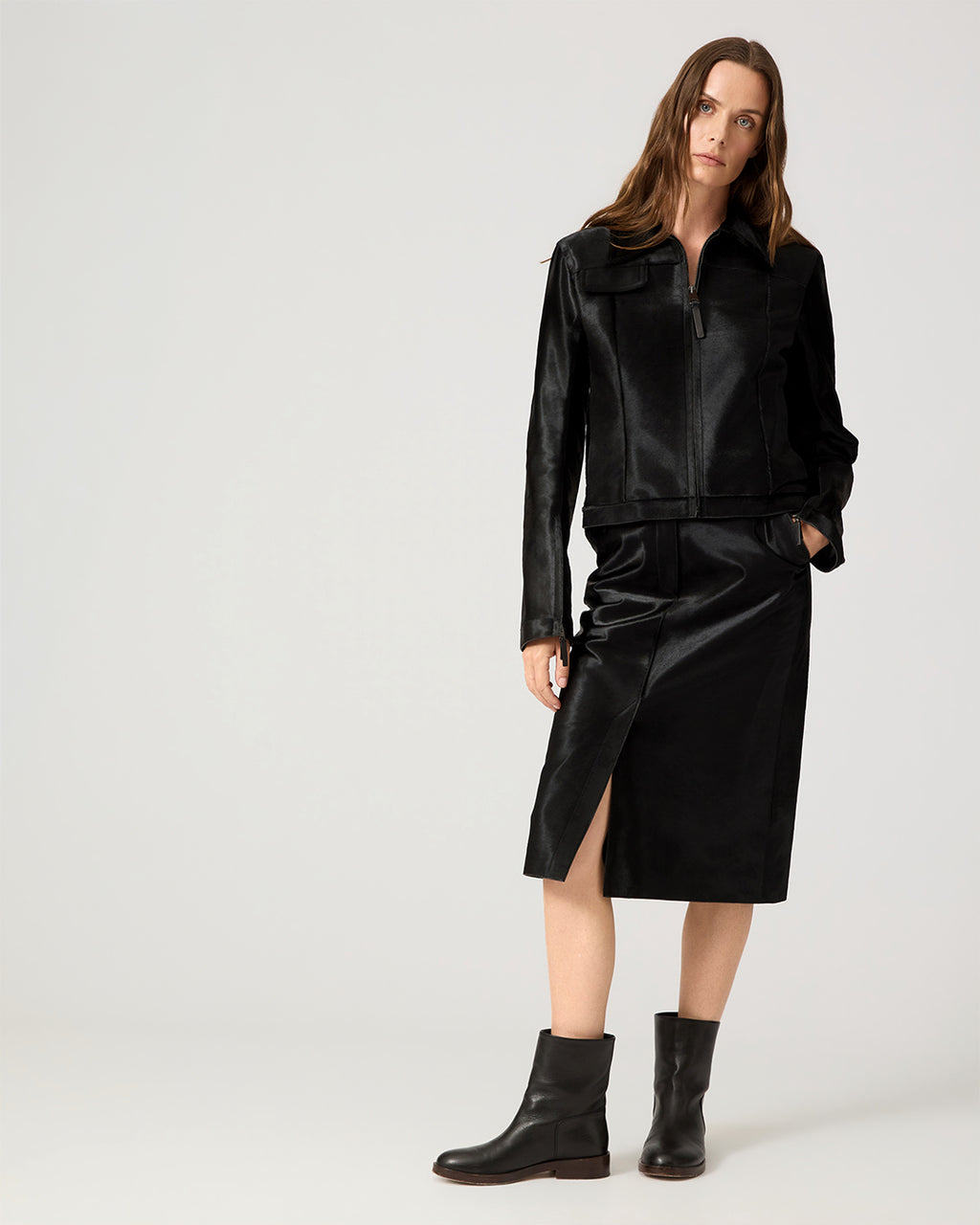 Colette Jacket In Calf Hair, Black