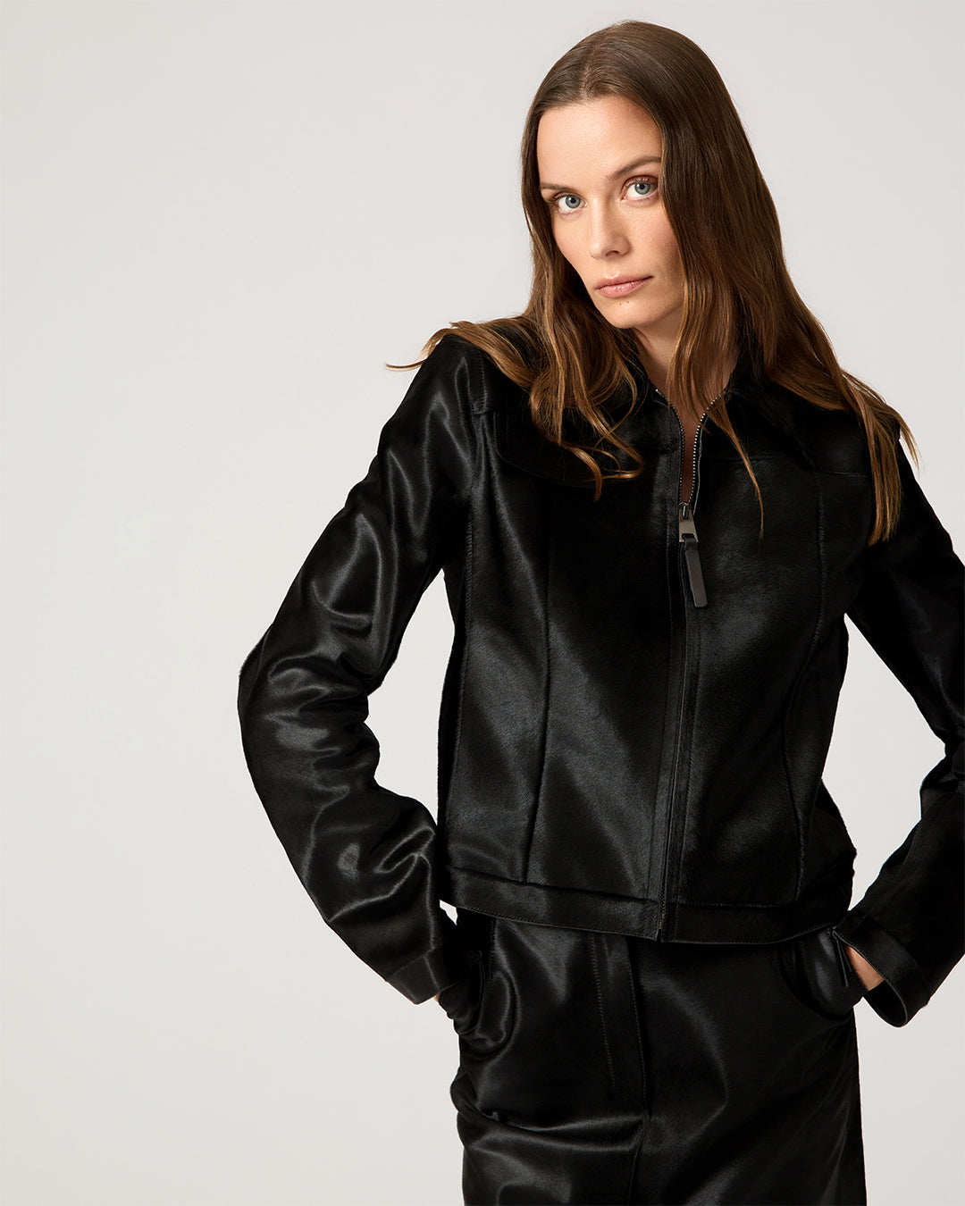 Colette Jacket In Calf Hair, Black