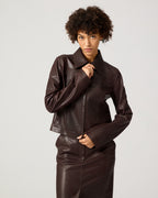 Colette Jacket In Leather, Chocolate