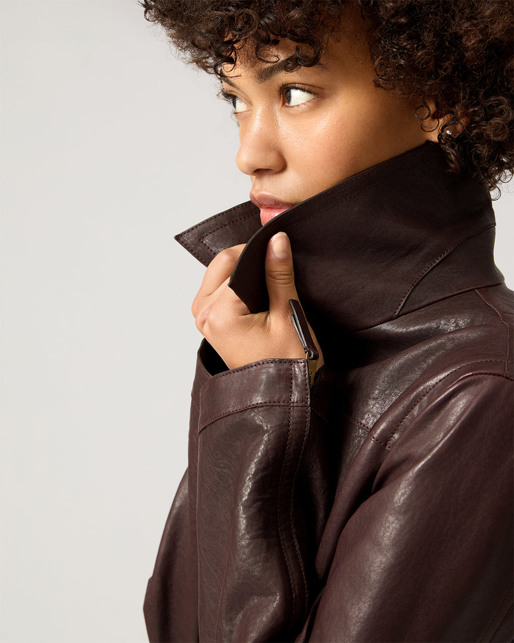 Colette Jacket In Leather, Chocolate