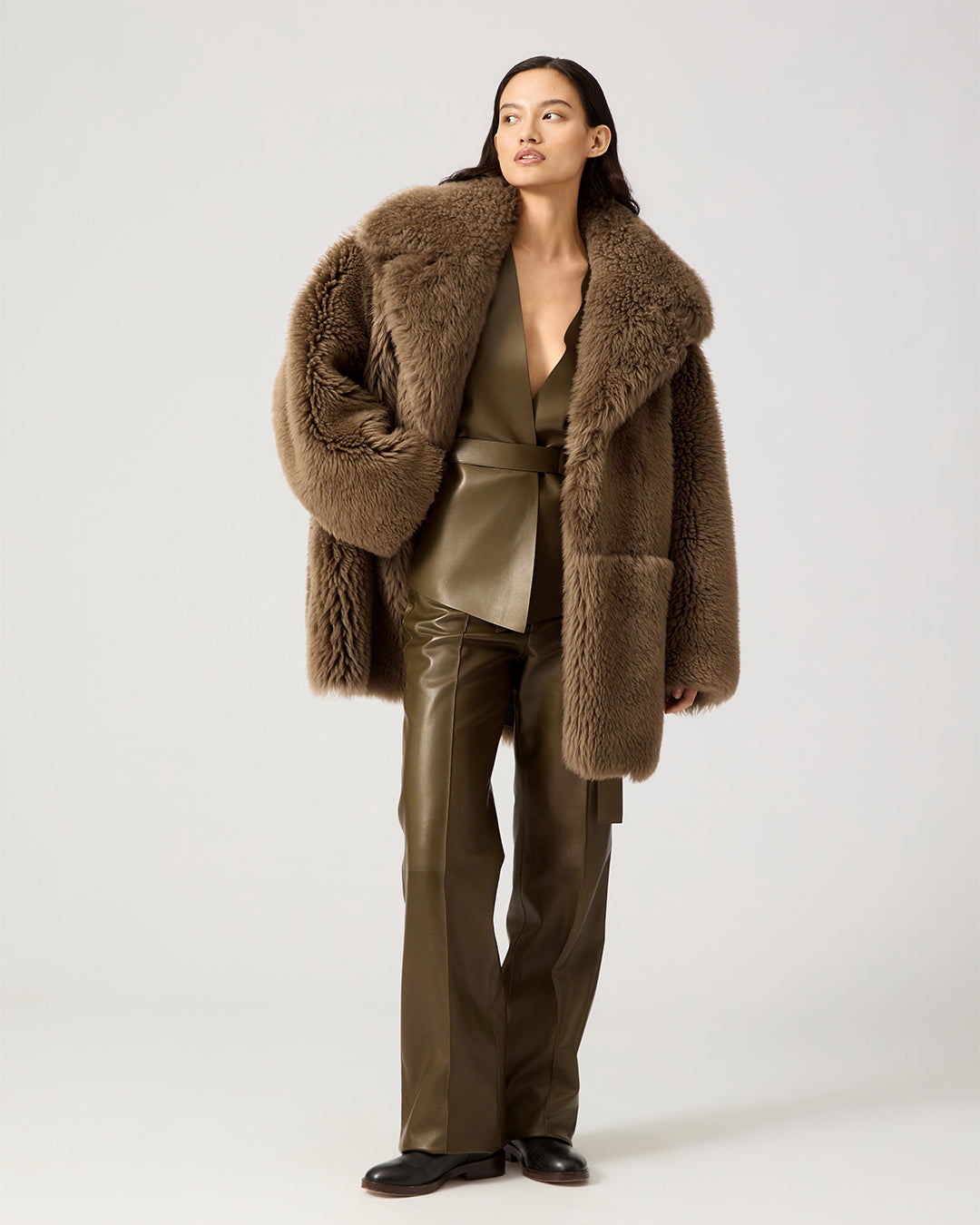 Gabriel Coat In Shearling, Brown