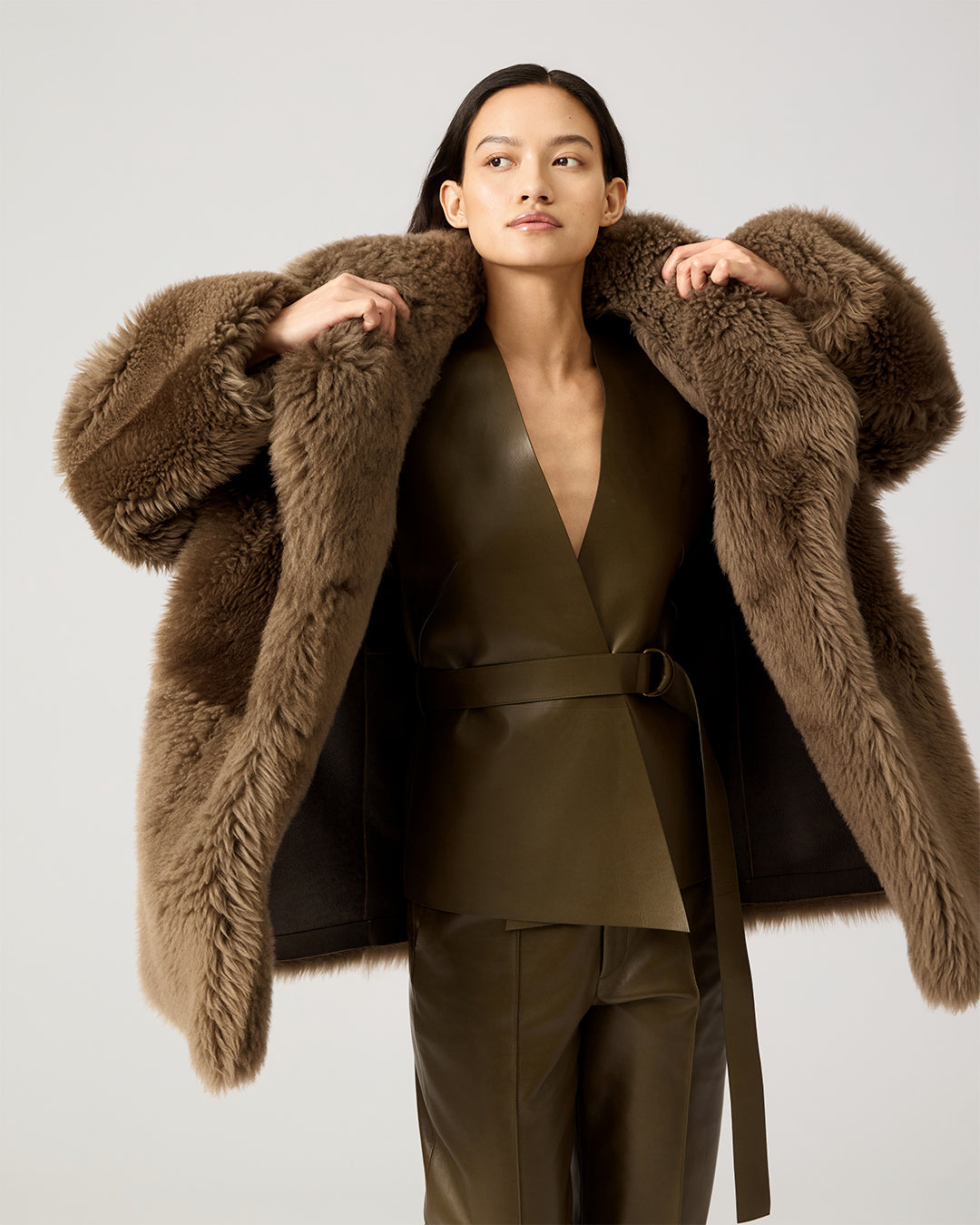 Gabriel Coat In Shearling, Brown
