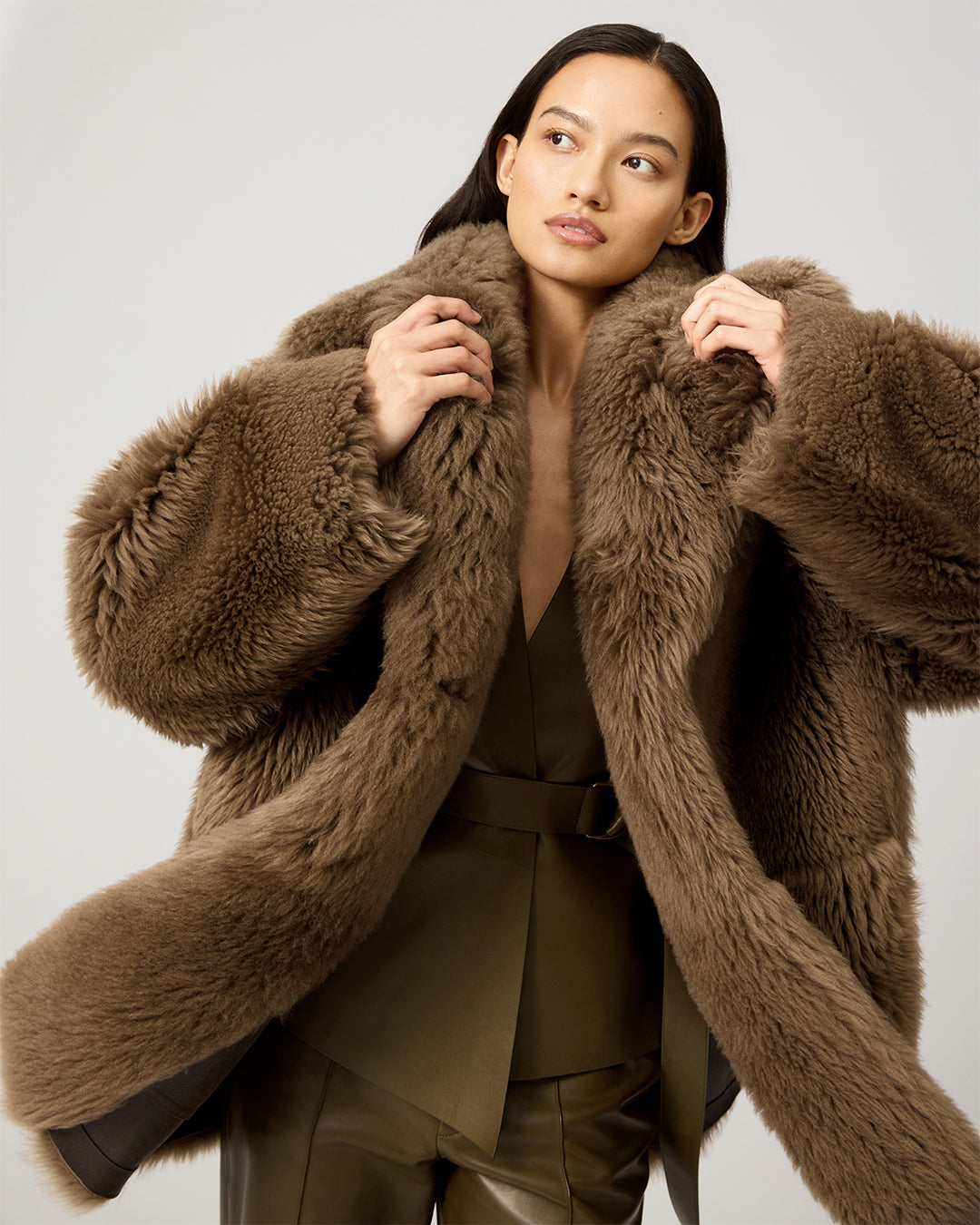 Gabriel Coat In Shearling, Brown
